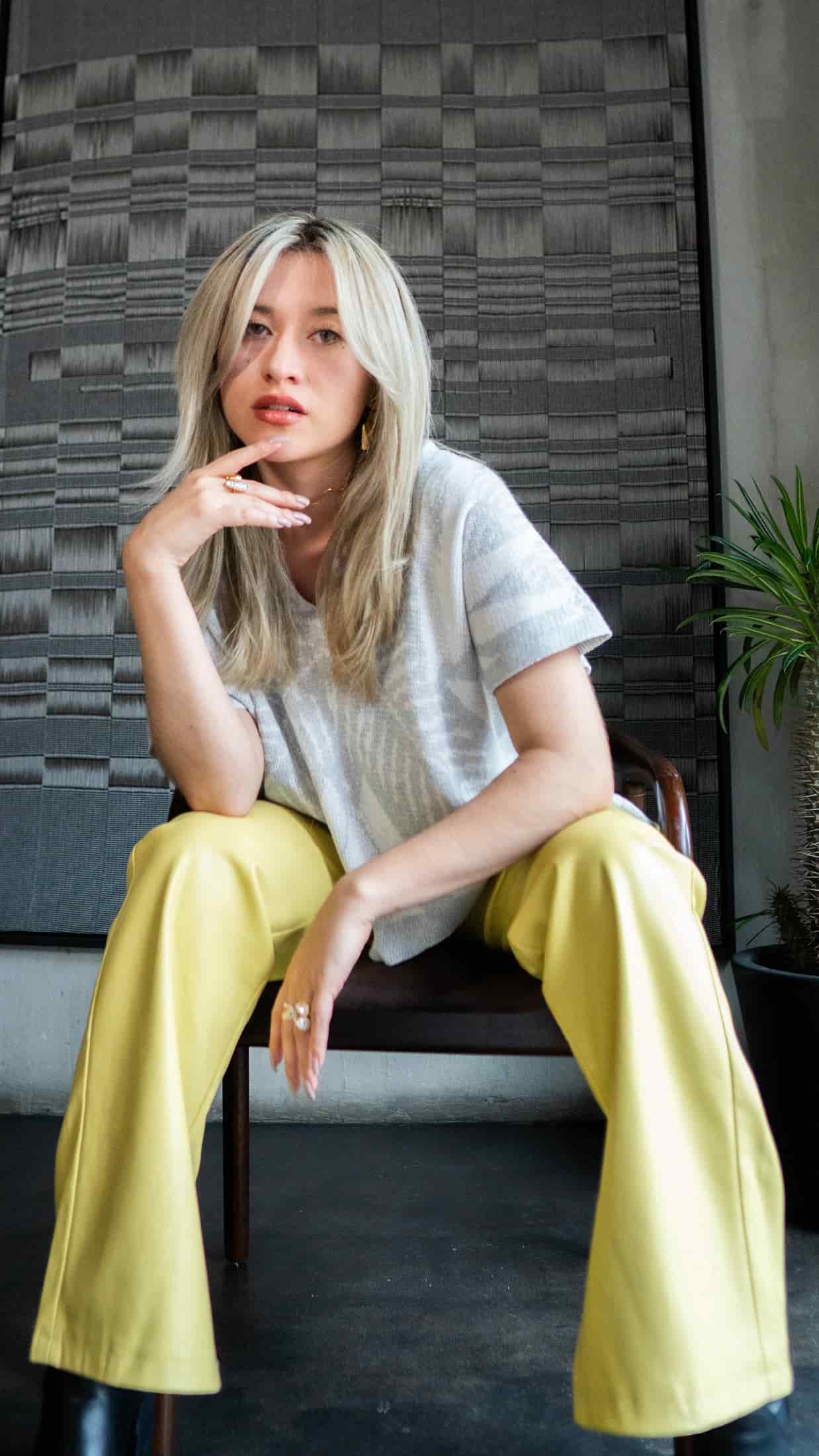 Blusa Palmas - gris claro y crudo - miniatura 3