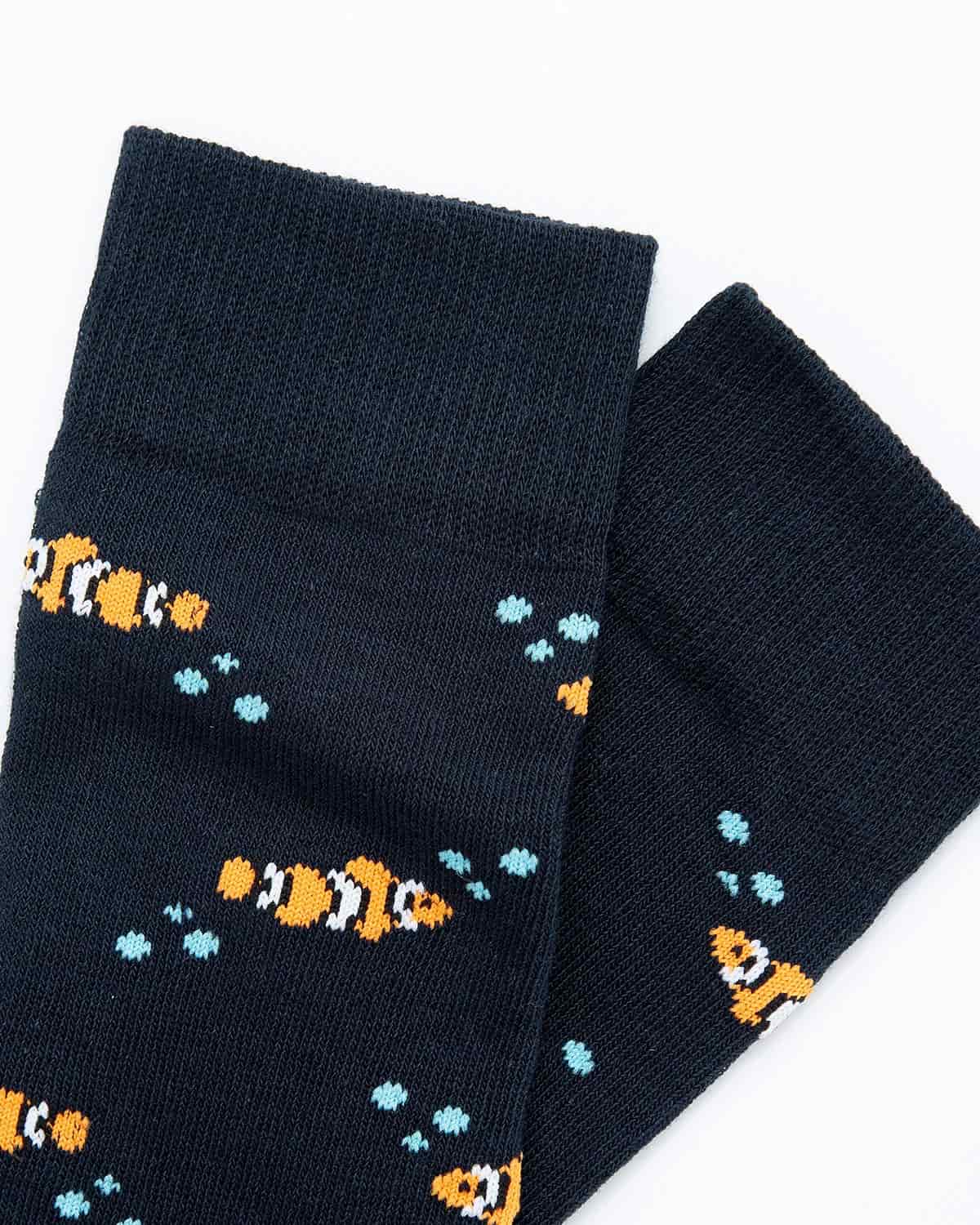 Medias Algodón Estampado Peces - Fondo Azul - miniatura 2