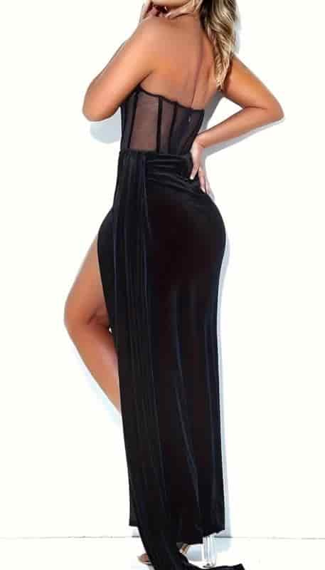 VESTIDO NEGRO TERCIPELO LARGO - miniatura 2