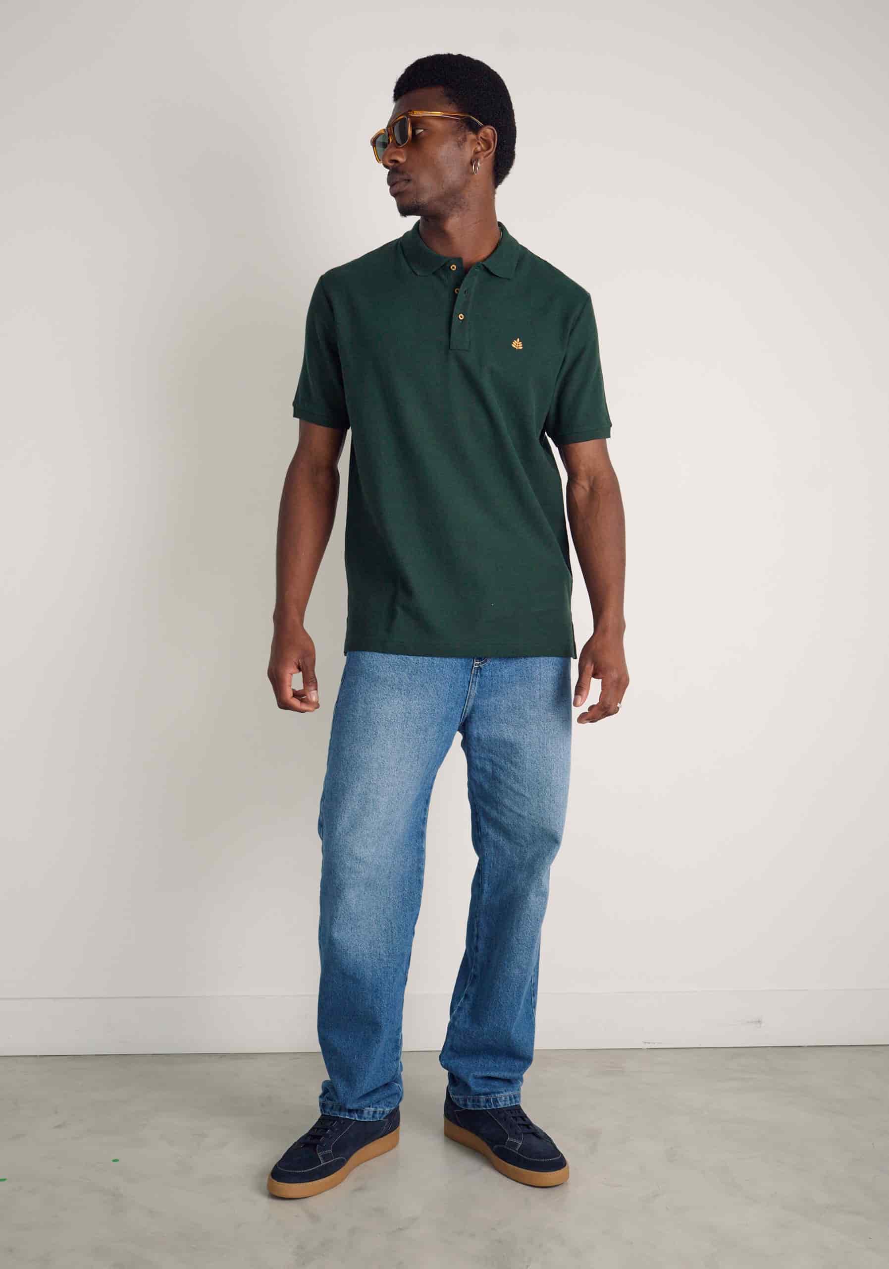 Camiseta Polo H Unicolor L-Nar Verde Osc - miniatura 2
