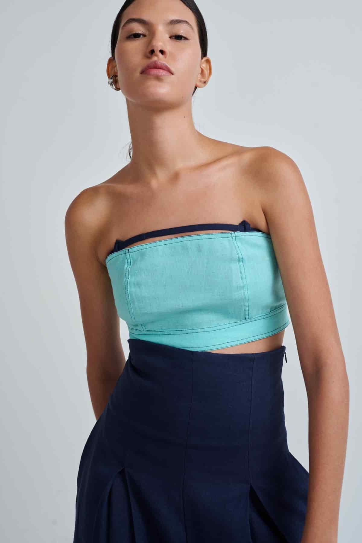 TULI TOP AQUA/NAVY - miniatura 2