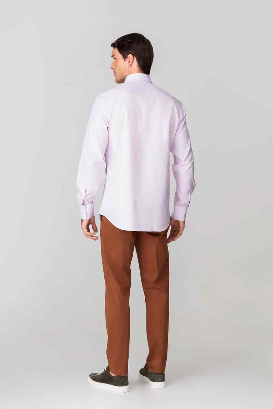 men’s cotton slim fit shirt lilac - miniatura 2
