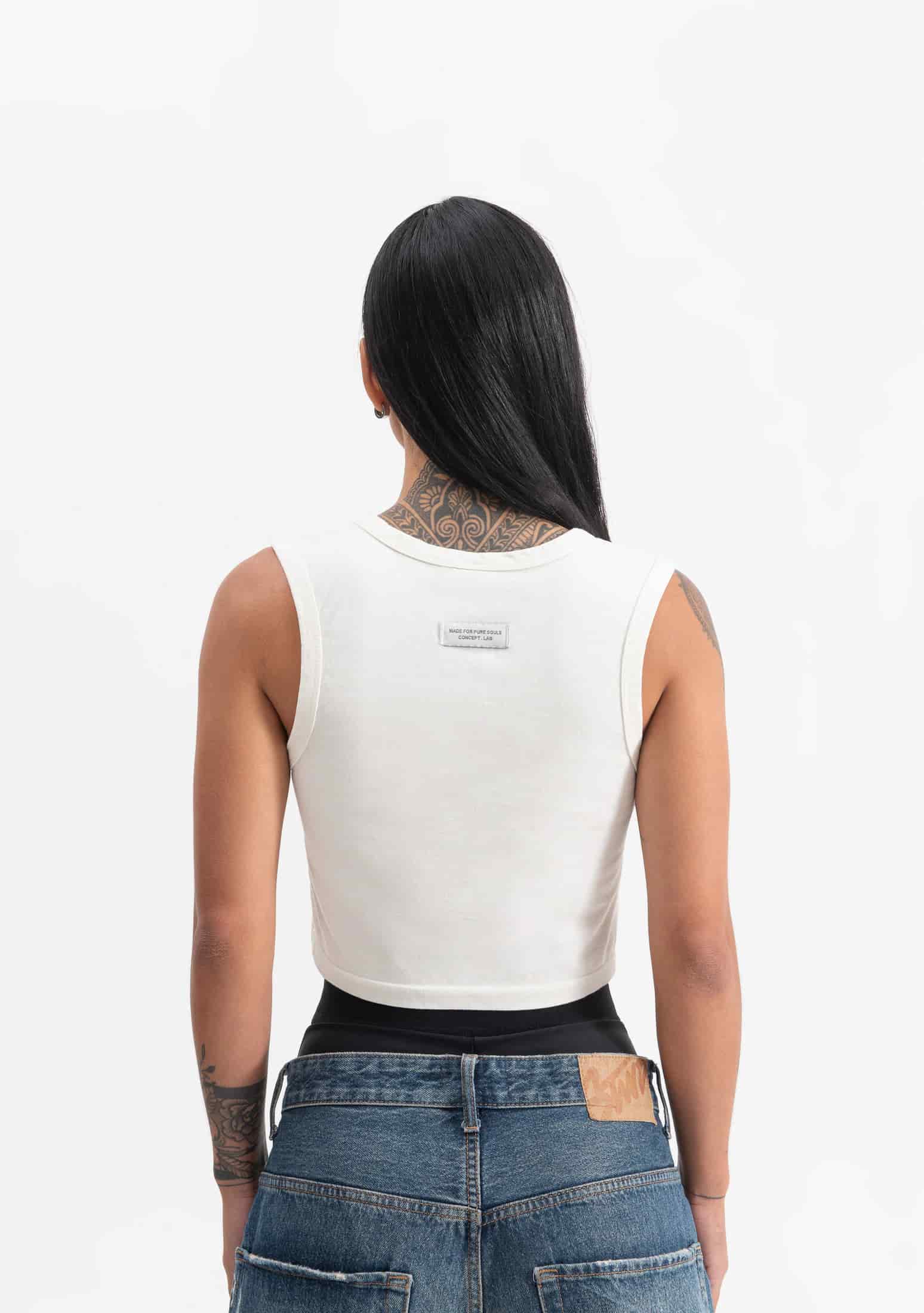 knockout white crop top - miniatura 3