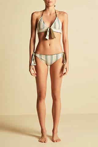Ava Gardner Top / Khaki - Aqua Stripes - miniatura 2