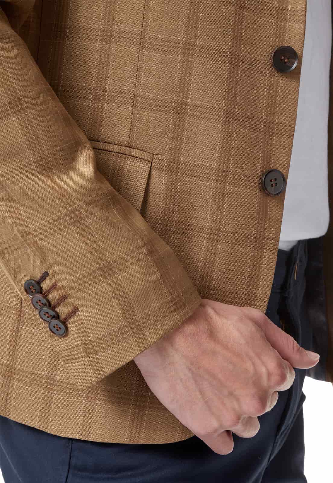 Blazer clásico a cuadros camel. - miniatura 11