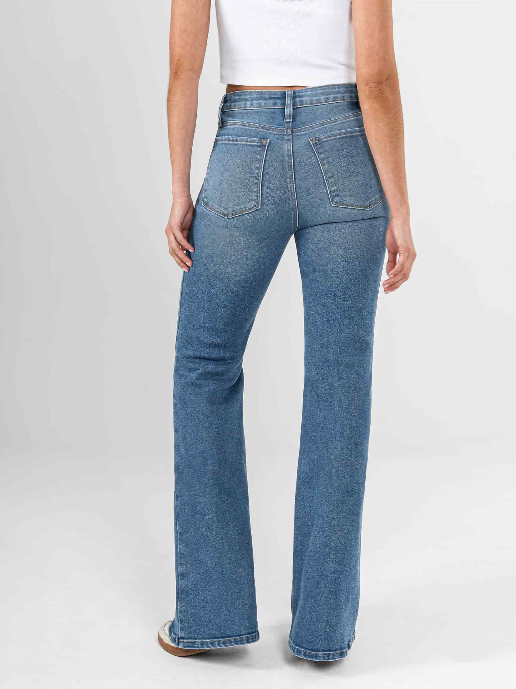 Ref: 066434 Jean flare stretch, bota ancha, tiro alto, tono azul medio - miniatura 2