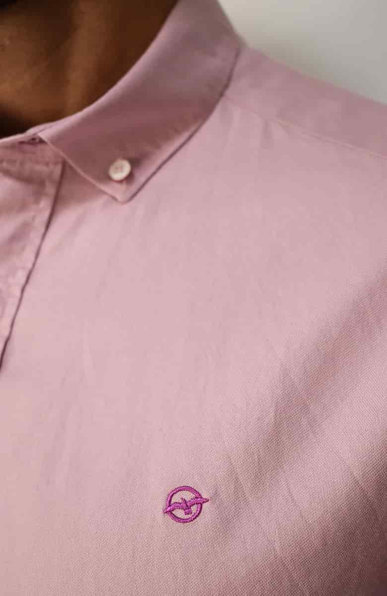 Camisa manga larga Oxford Rosa Claro para Hombre - miniatura 2