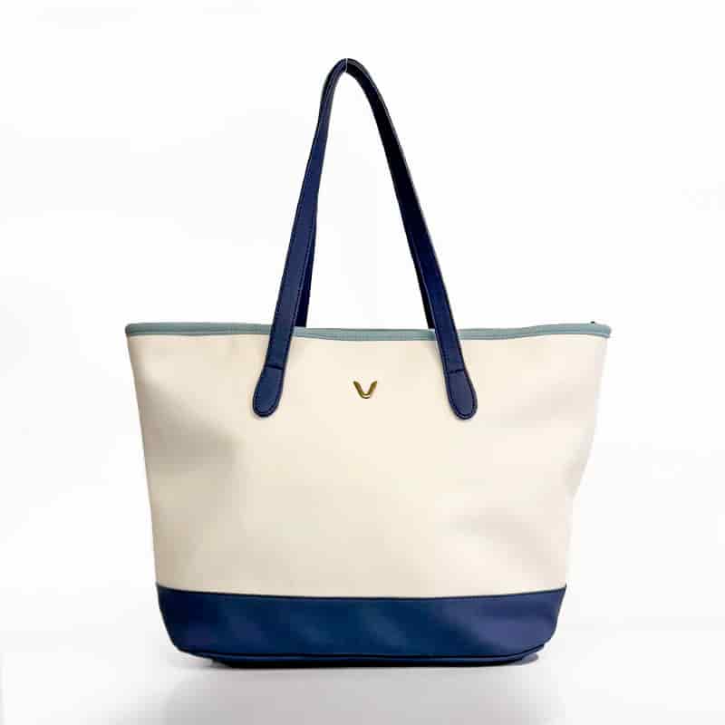 Cartera Boston Para Mujer Marfil con Azul Pop Of Colors - miniatura 1