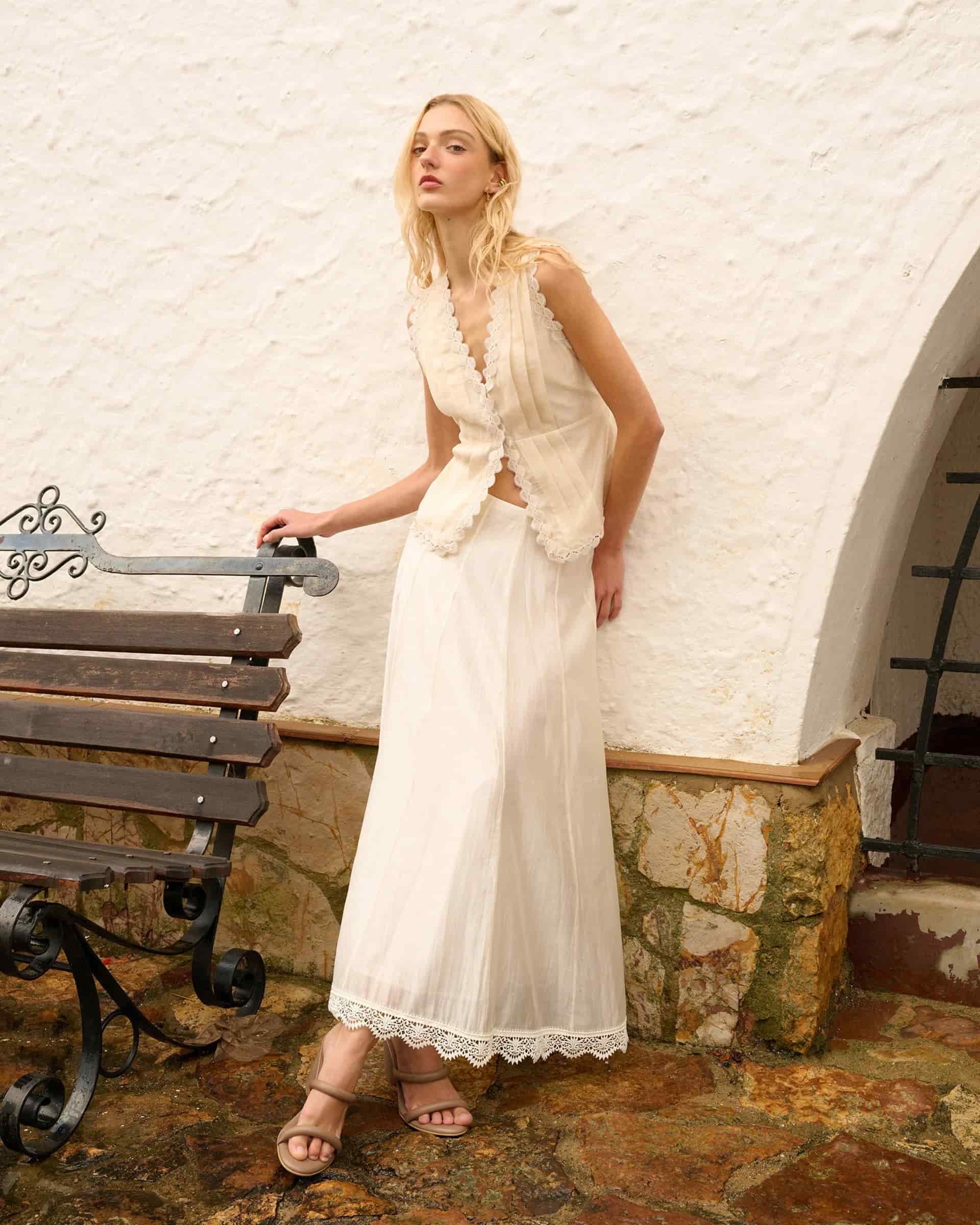 ZAPHYR MIDI SKIRT CREAM - miniatura 6