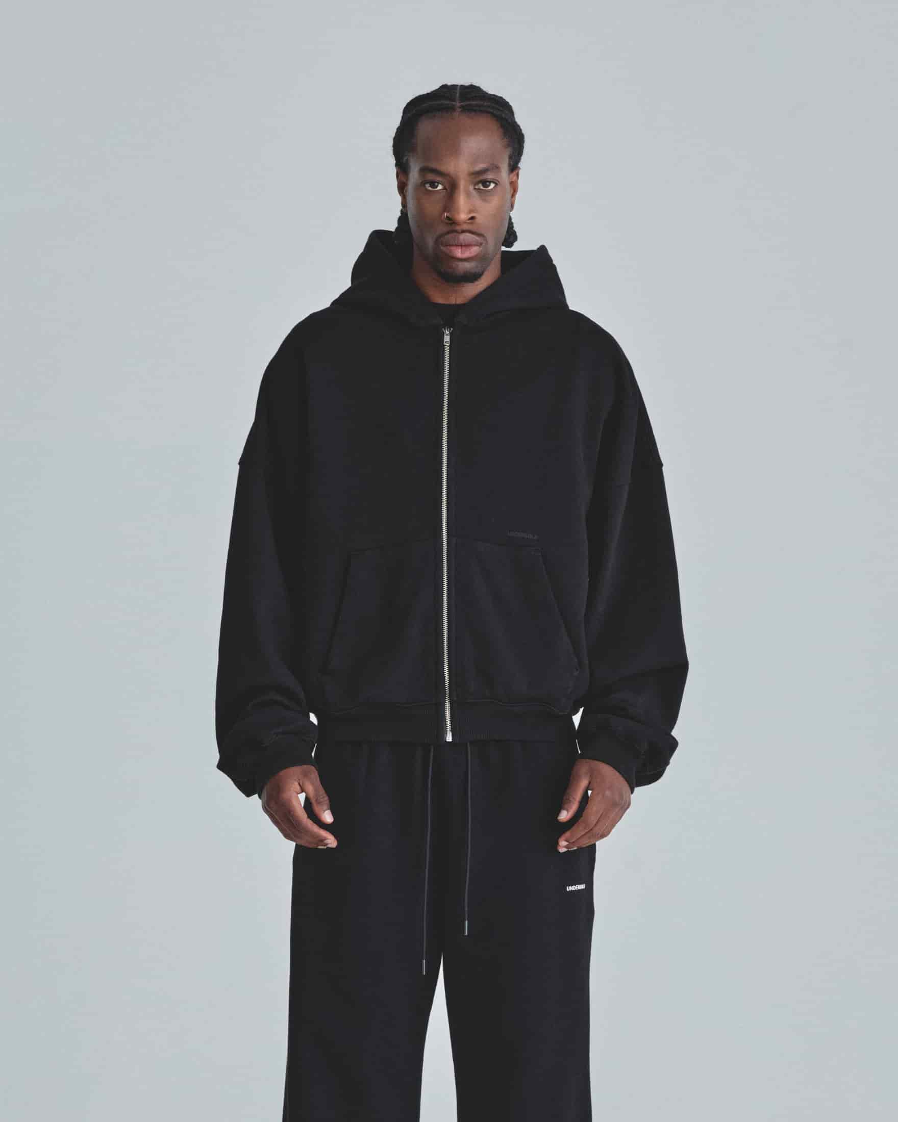 Line Basic Boxy Fit Zip Up Hoodie Black - miniatura 2