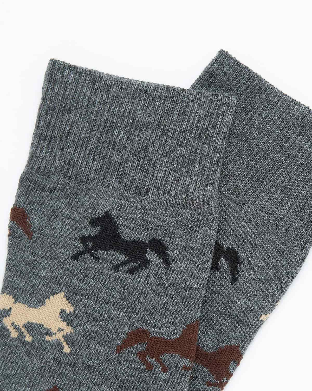 Medias Algodón Estampado Caballos - Fondo Gris - miniatura 2