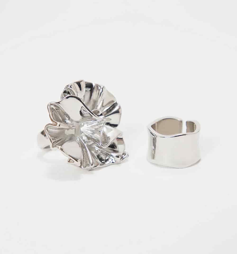 Anillo maxi flor y argolla set x2 - miniatura 2