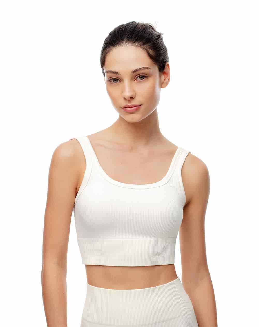 Crop top deportivo mujer seamless blanco - miniatura 1