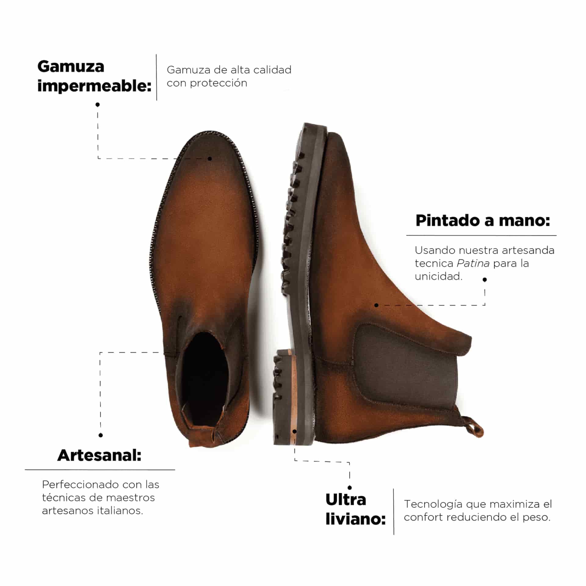 Bota Jacques Gamuza Cognac Suela Ultraliviana - miniatura 4