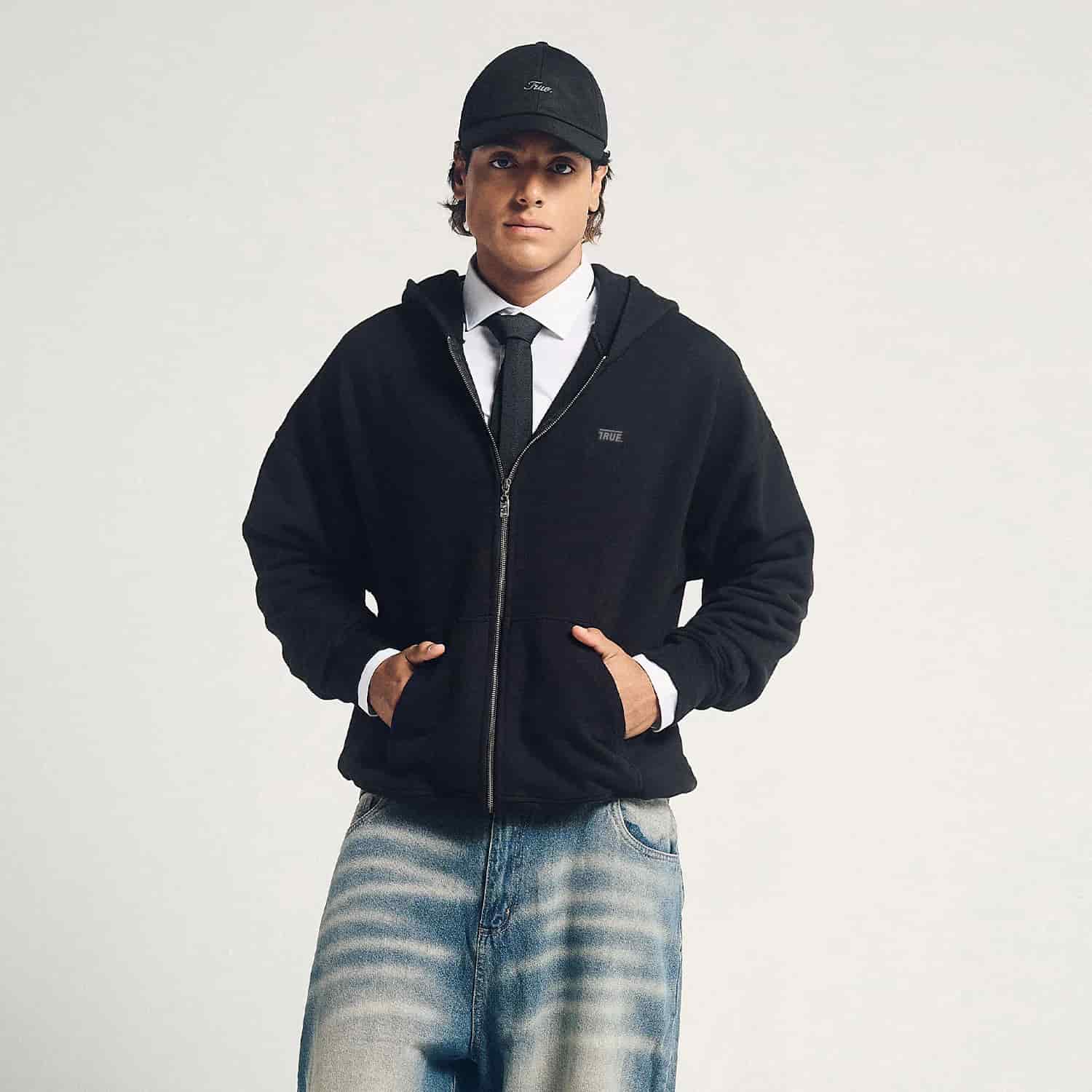 Classic Zipper Hoodie - Black - miniatura 13