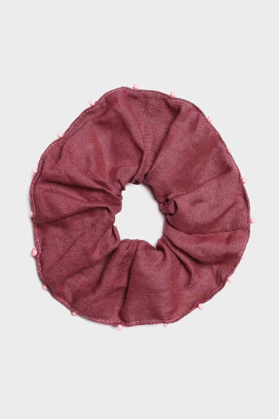 Women's linen red scrunchie - miniatura 2