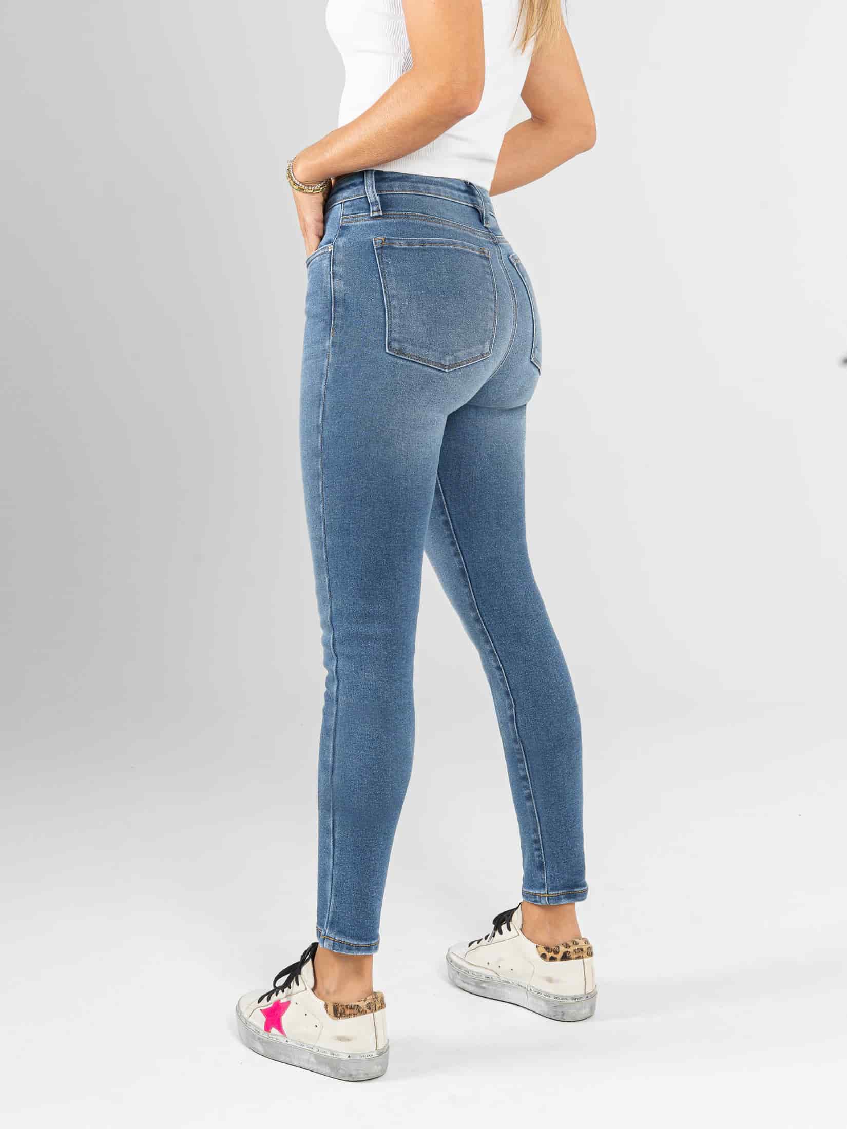 Ref: 066351 Jean Skinny stretch, tiro alto, tono azul medio. - miniatura 2