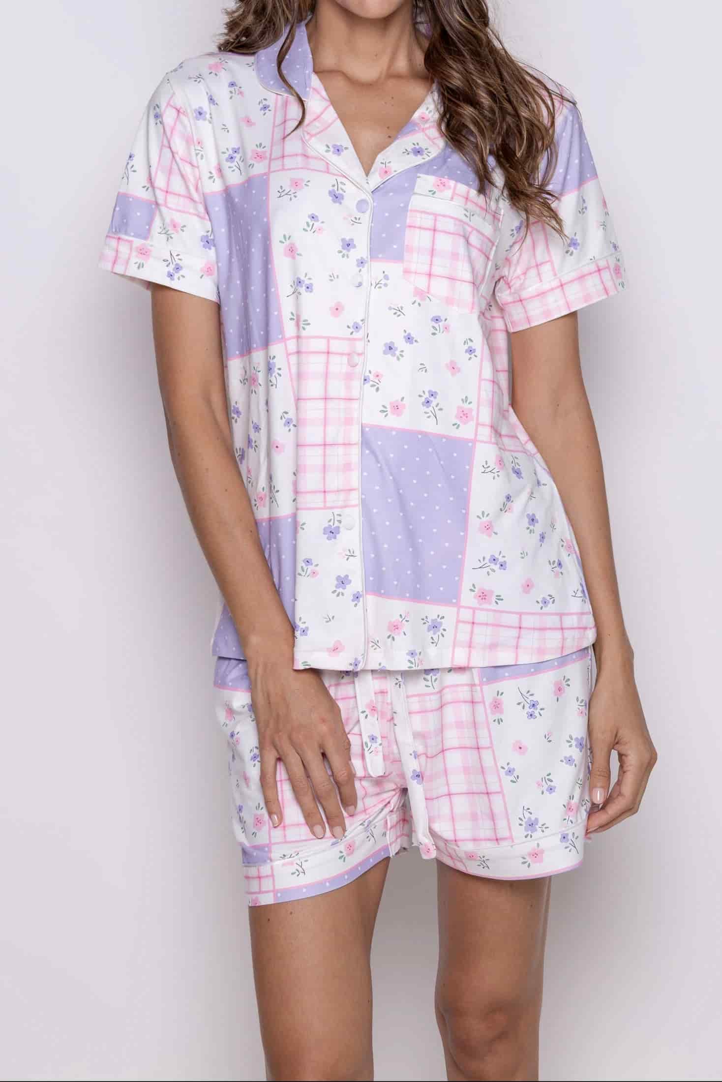Conjunto short morado flores - miniatura 1