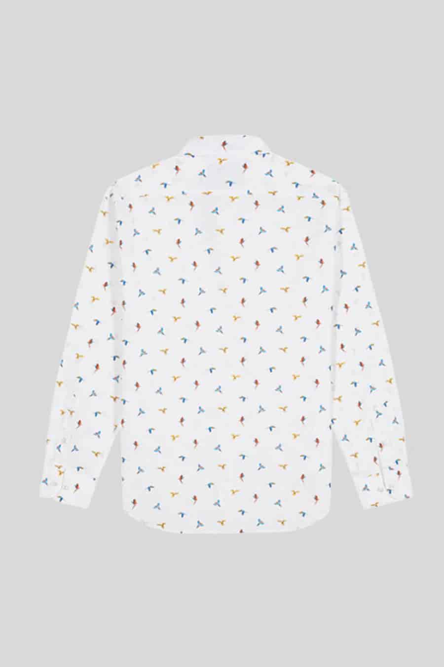 Men's cotton shirt white small macaws - miniatura 2