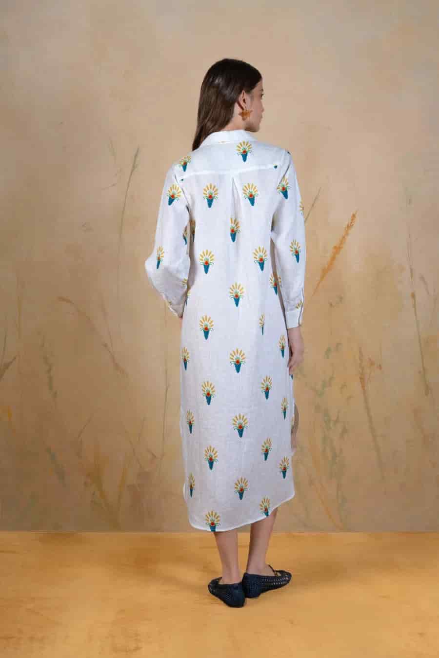Women's Ortus linen shirt dress white - miniatura 3