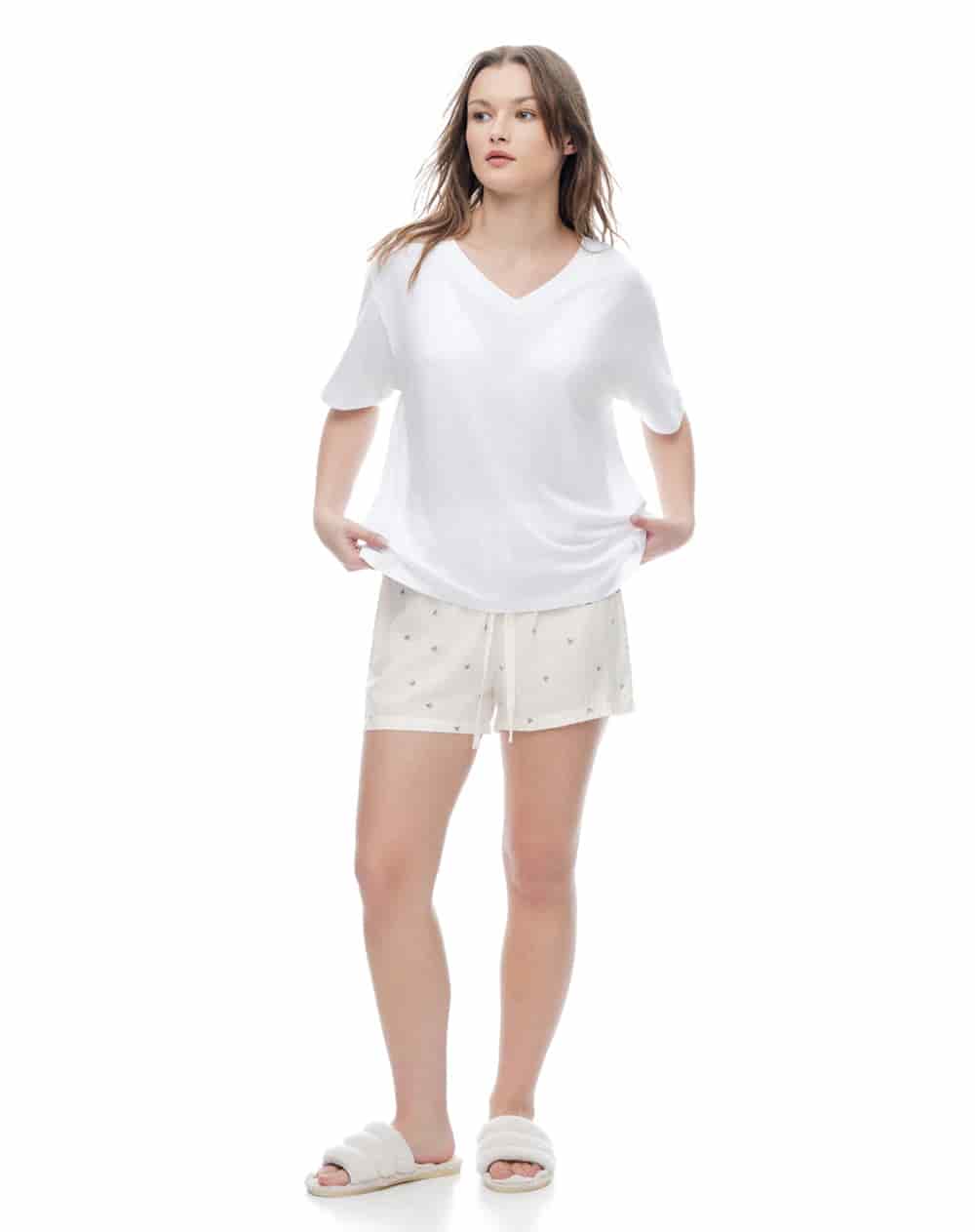 Short blanco estampado mujer - miniatura 4