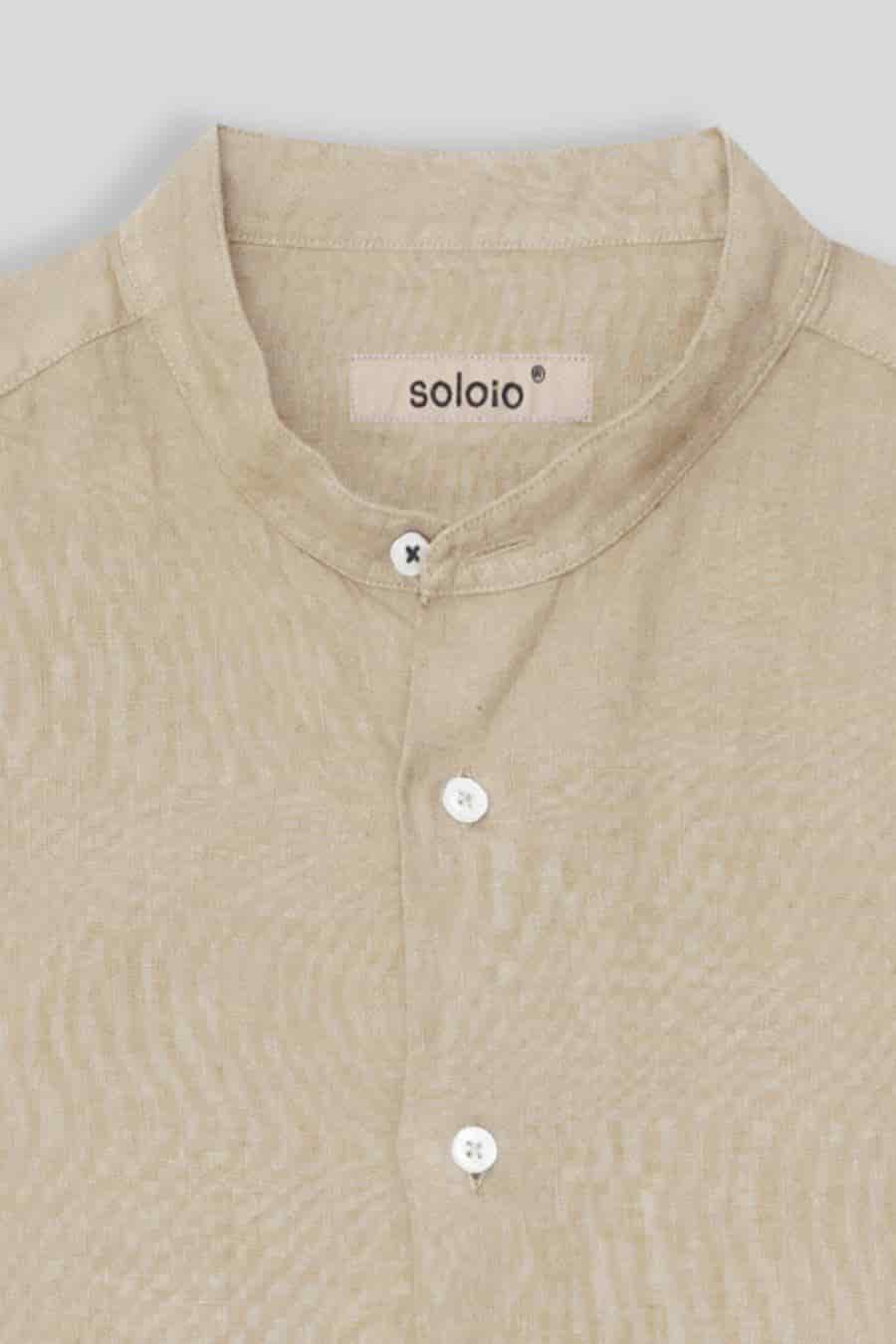 men’s linen shirt mao beige basic - miniatura 4