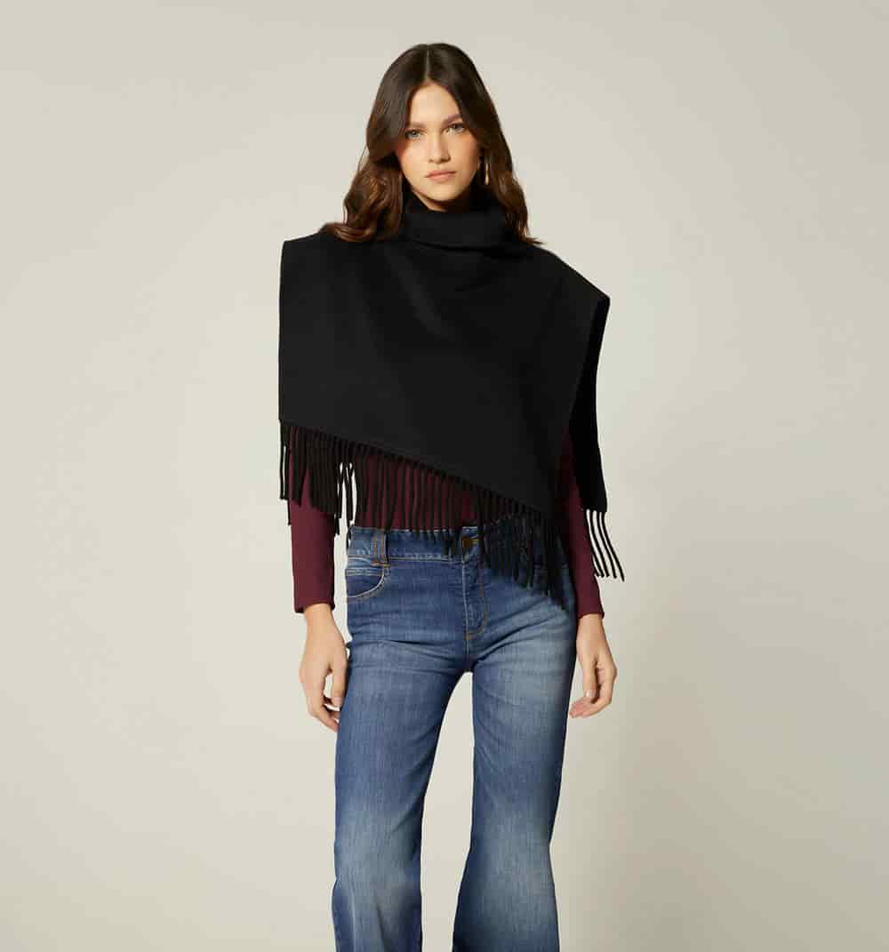 Poncho corto con flecos - miniatura 3