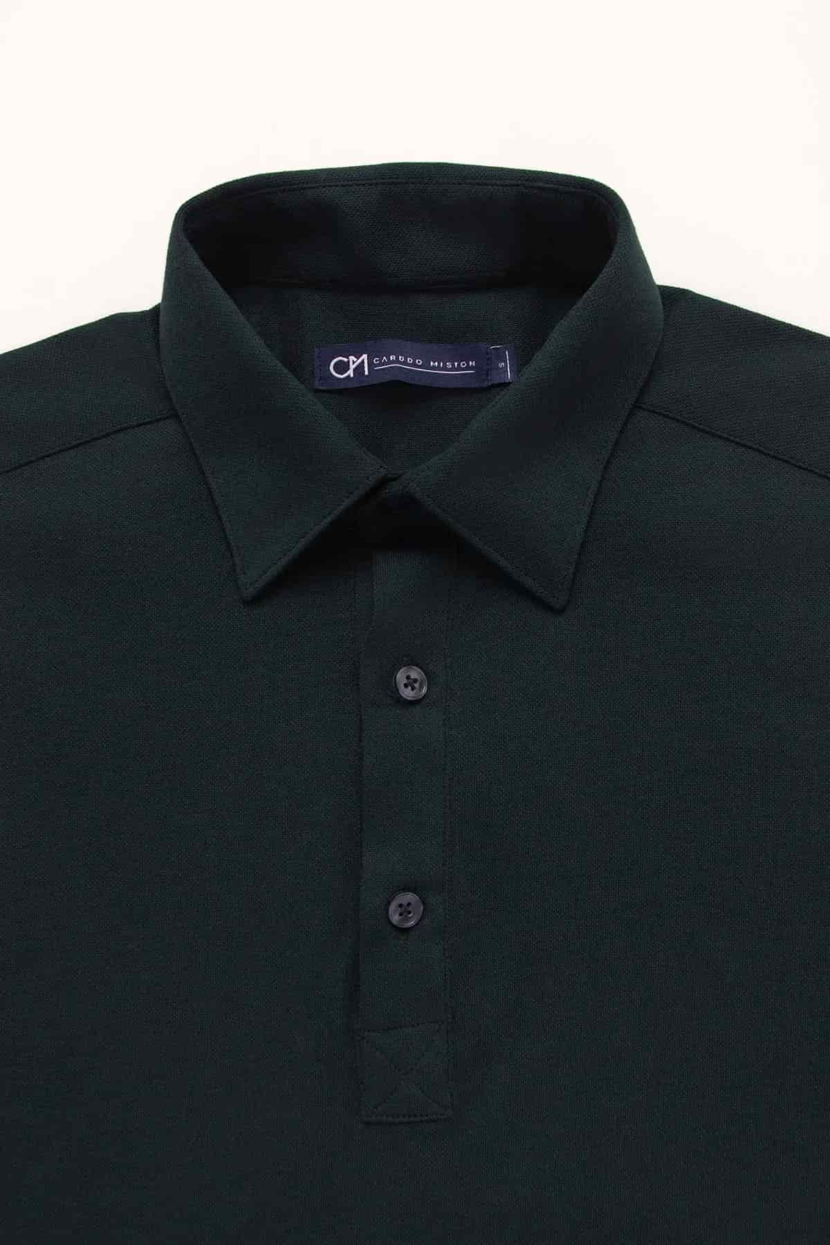 Camisa Piqué Polera Algodón Verde Botella - miniatura 2
