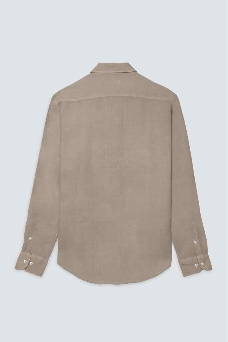 men’s linen shirt dark beige - miniatura 2