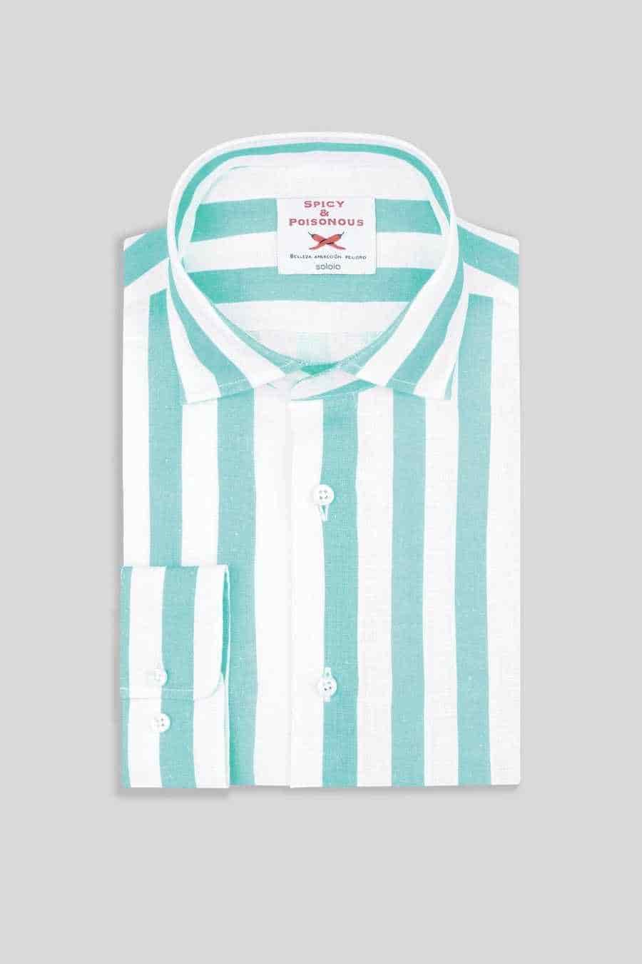 Men's linen shirt sky striped - miniatura 6