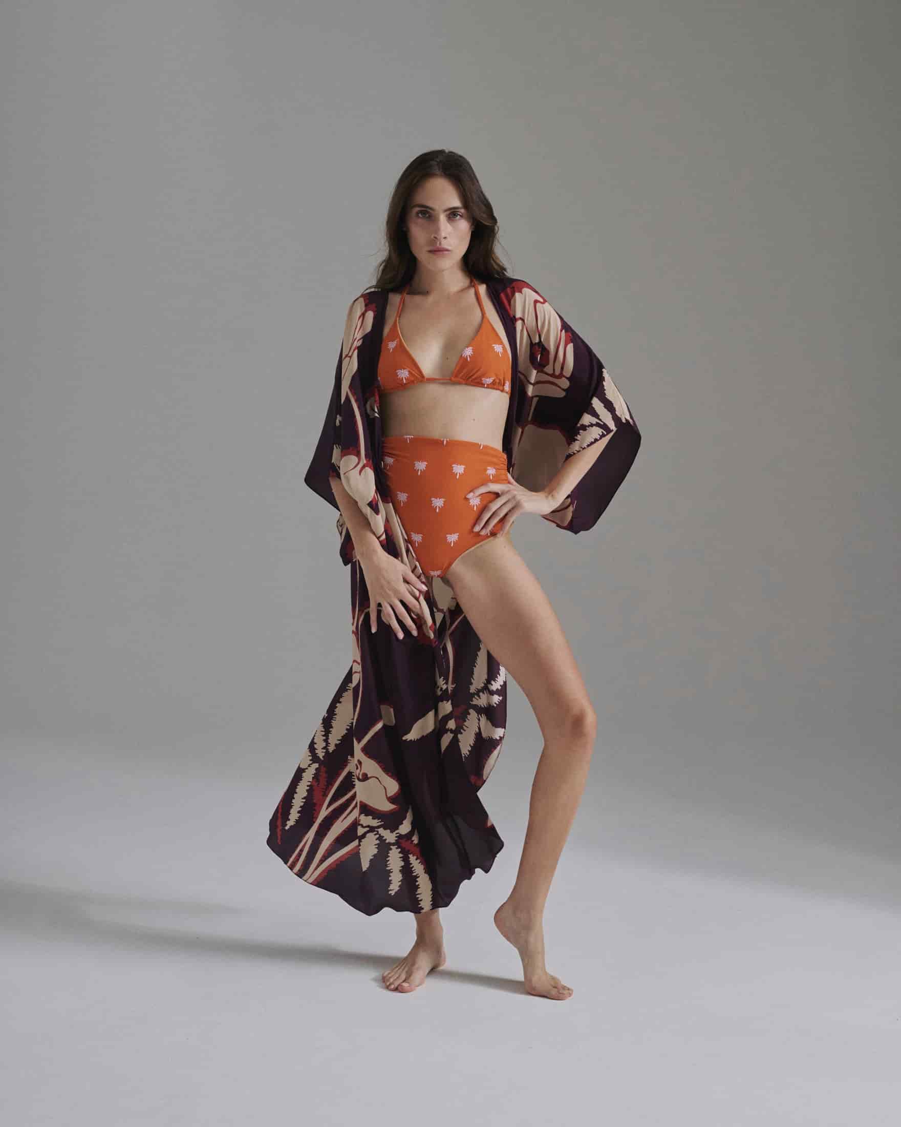 Victoria Embroidered Bottom / Orange Lilac Polka Palms - miniatura 3