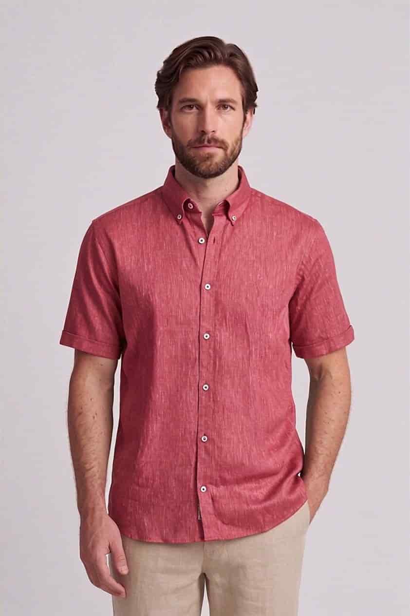 Camisa en lino manga corta para hombre Jon Sonen 017225036 - miniatura 5