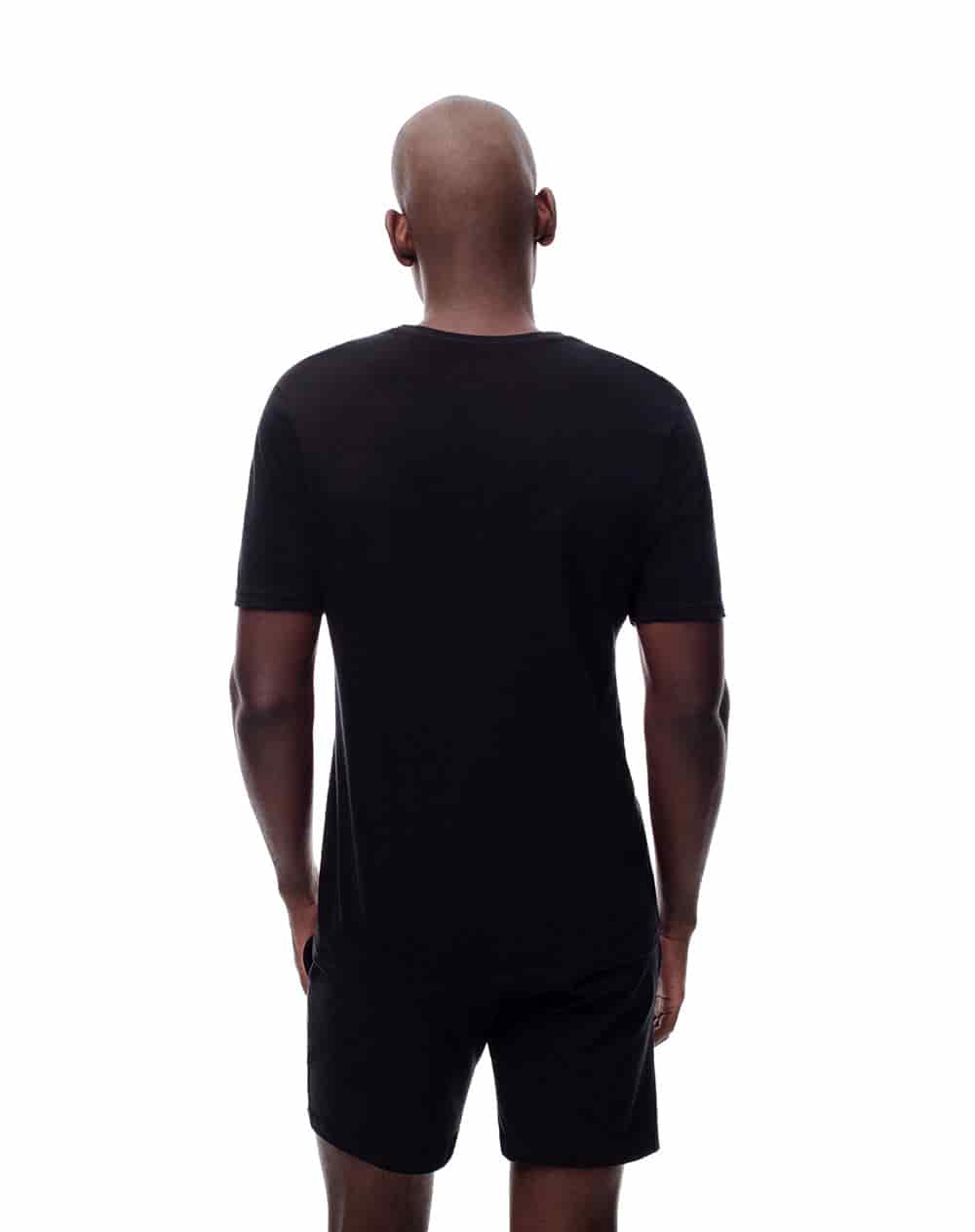 Camiseta relax algodón jersey negra hombre - miniatura 2