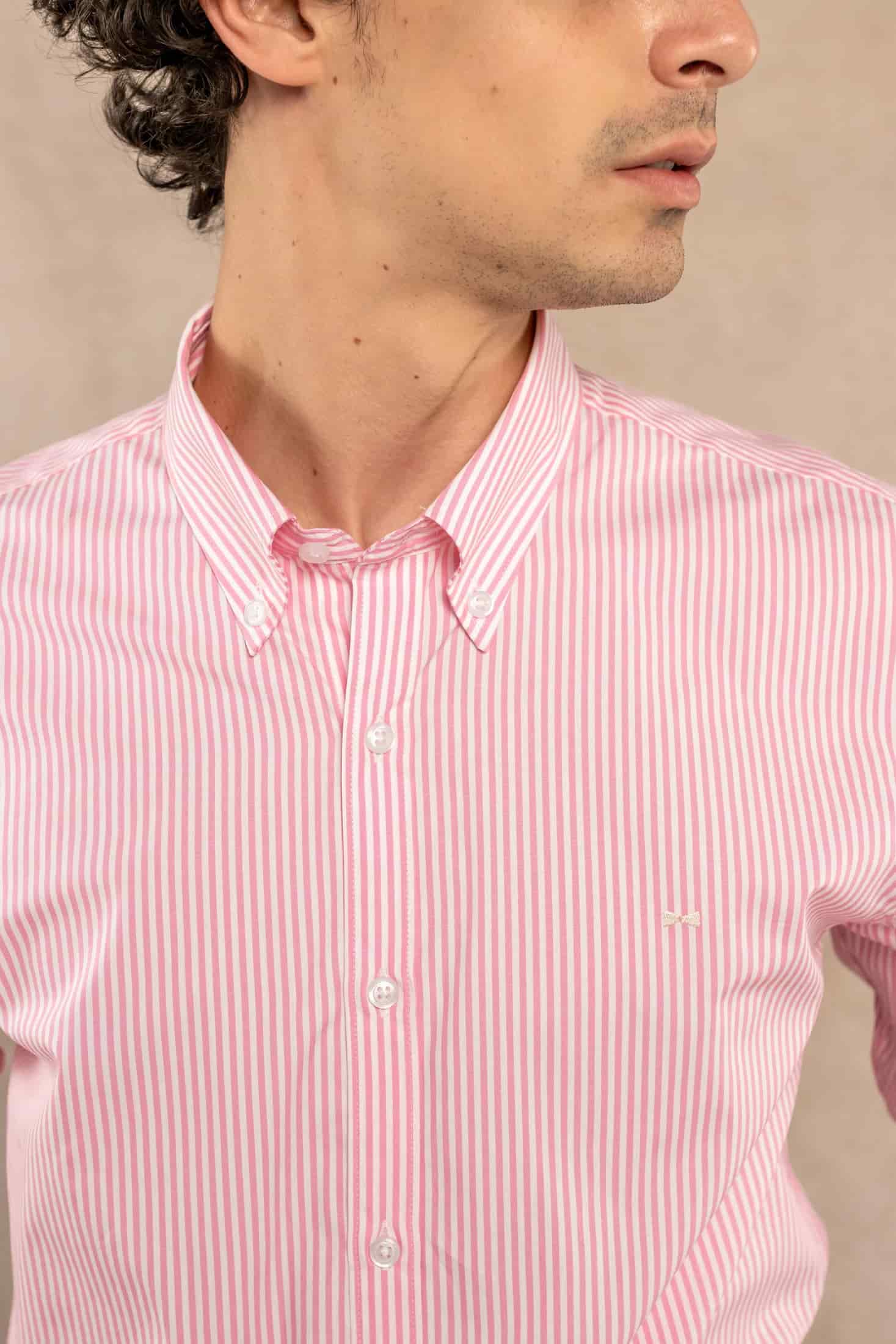 Camisa Antimanchas Popelina Rayas Rosadas Logo Combinado - miniatura 4