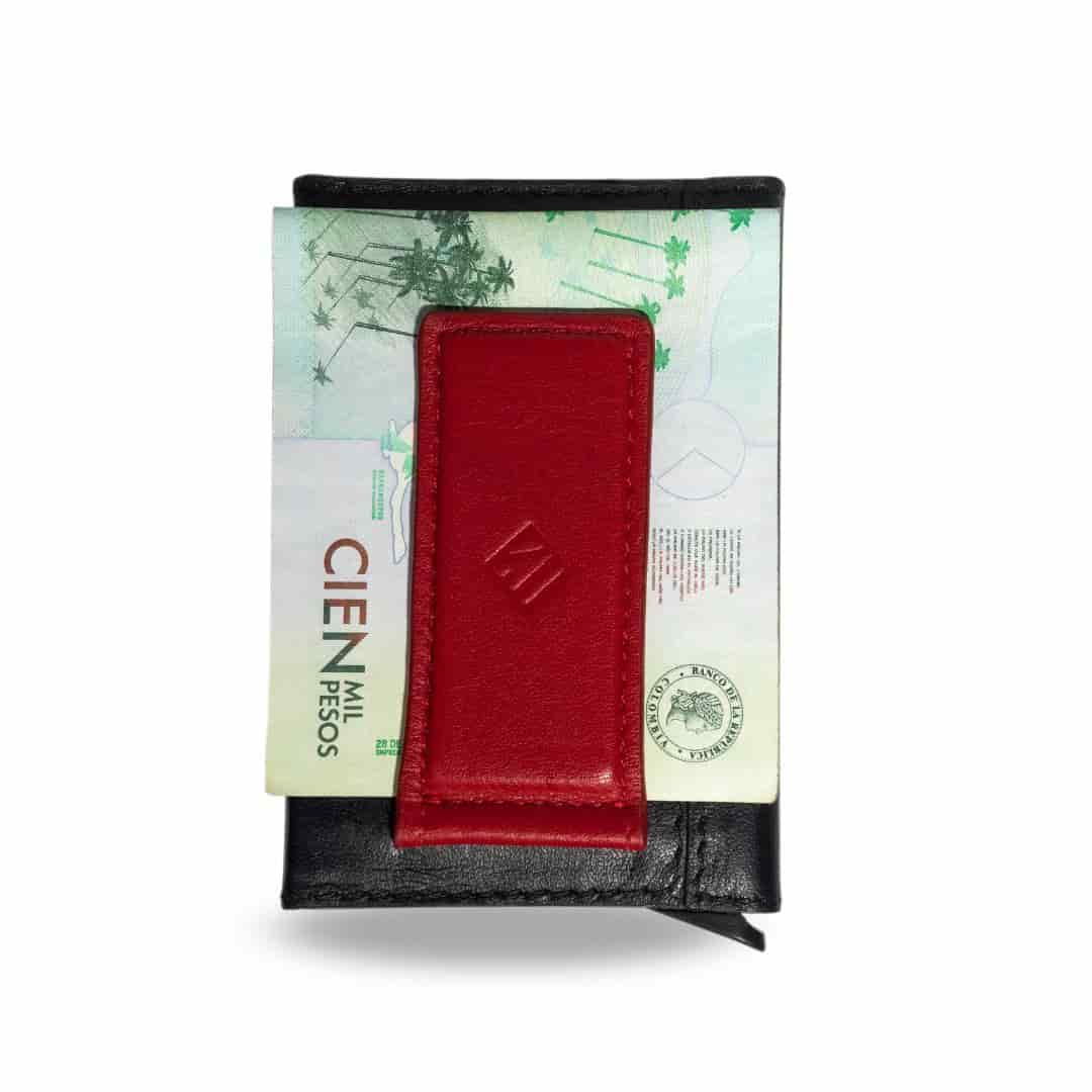 Billetera OneClick (Negra-Roja) — Con Grabado de Iniciales - miniatura 4