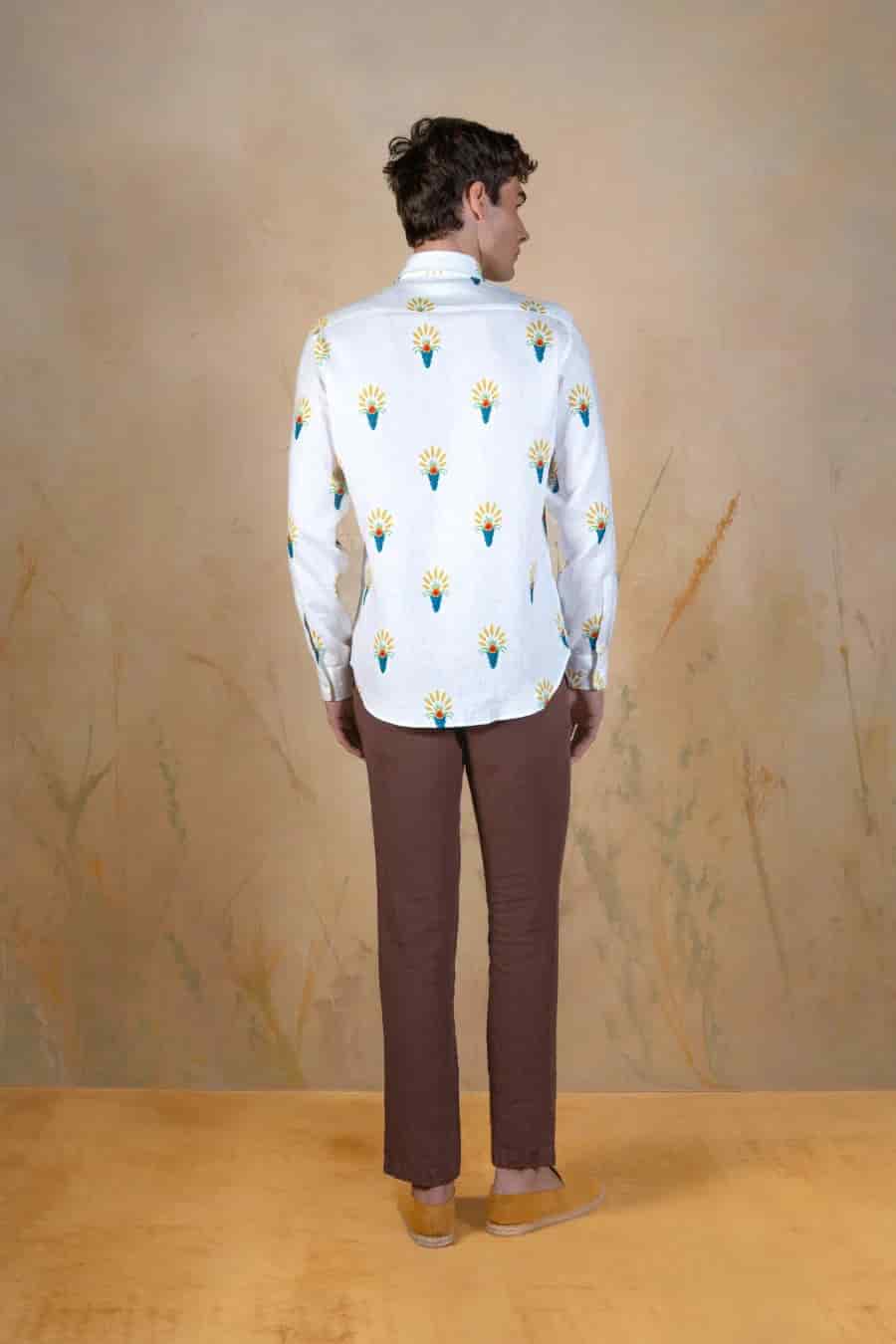 Ortuso linen shirt white - miniatura 3