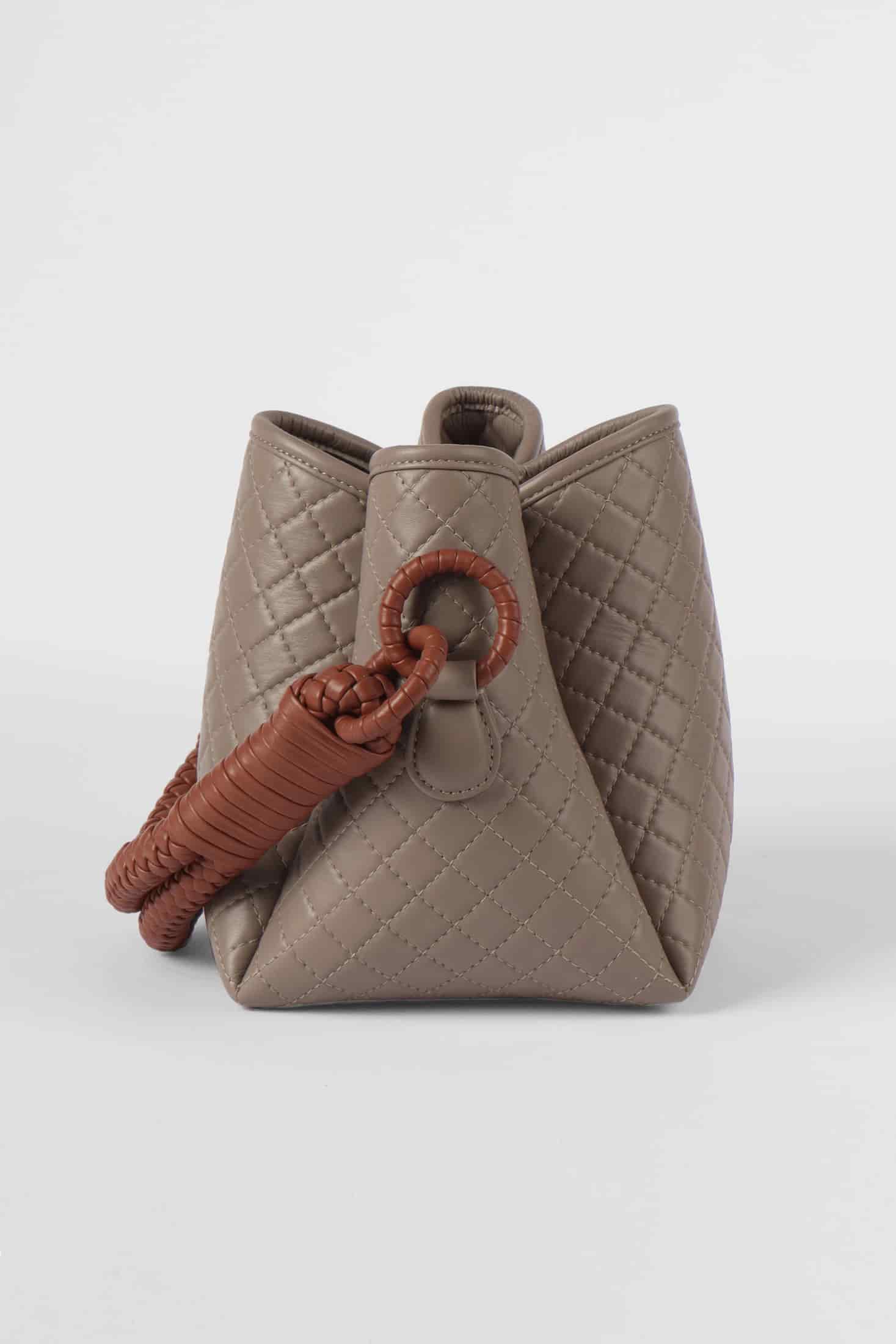 Tulip Mini Bucket Bag, Taupe & Brandy - miniatura 3