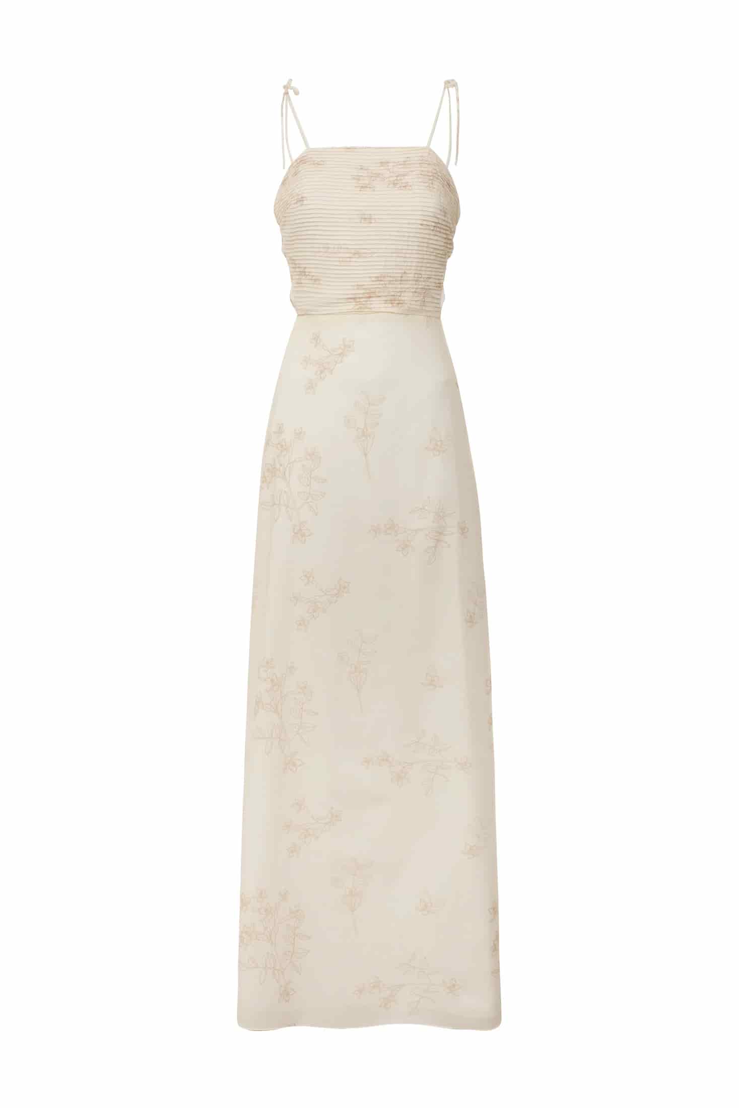 Tejada Pleated Cotton Midi Dress / Ivory Guayacan - miniatura 2