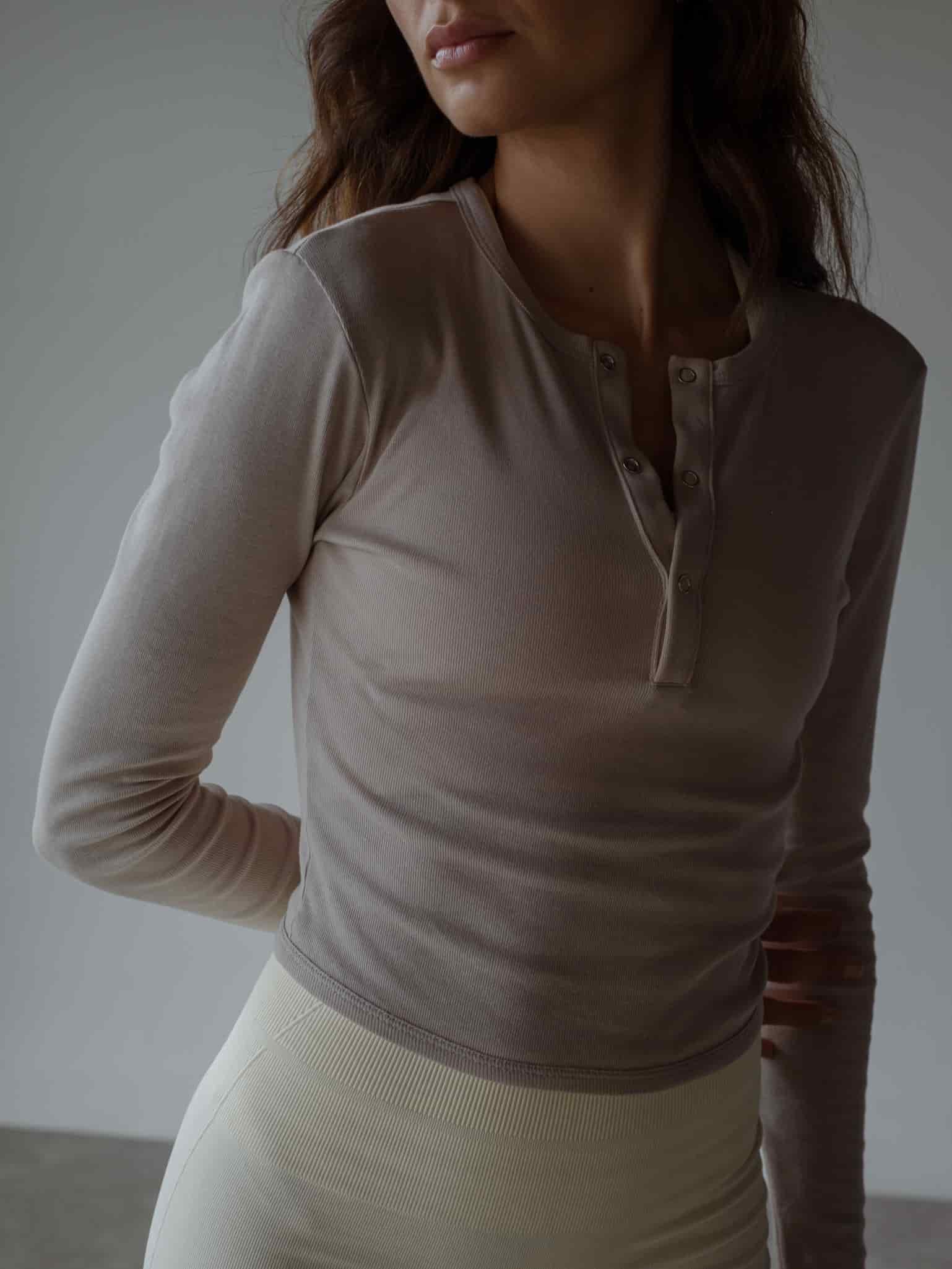 HALF BUTTON JERSEY - ASH - miniatura 1