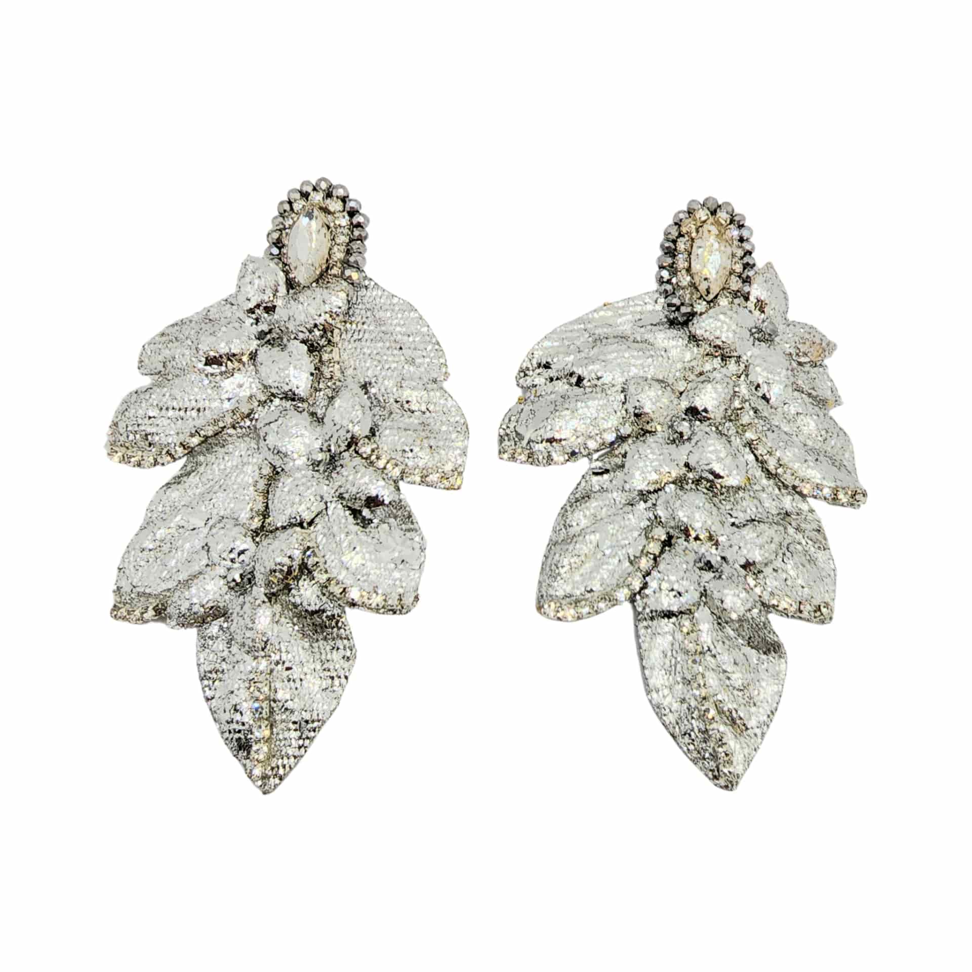 Silver & Gold Luxe Leaf Earrings - miniatura 1