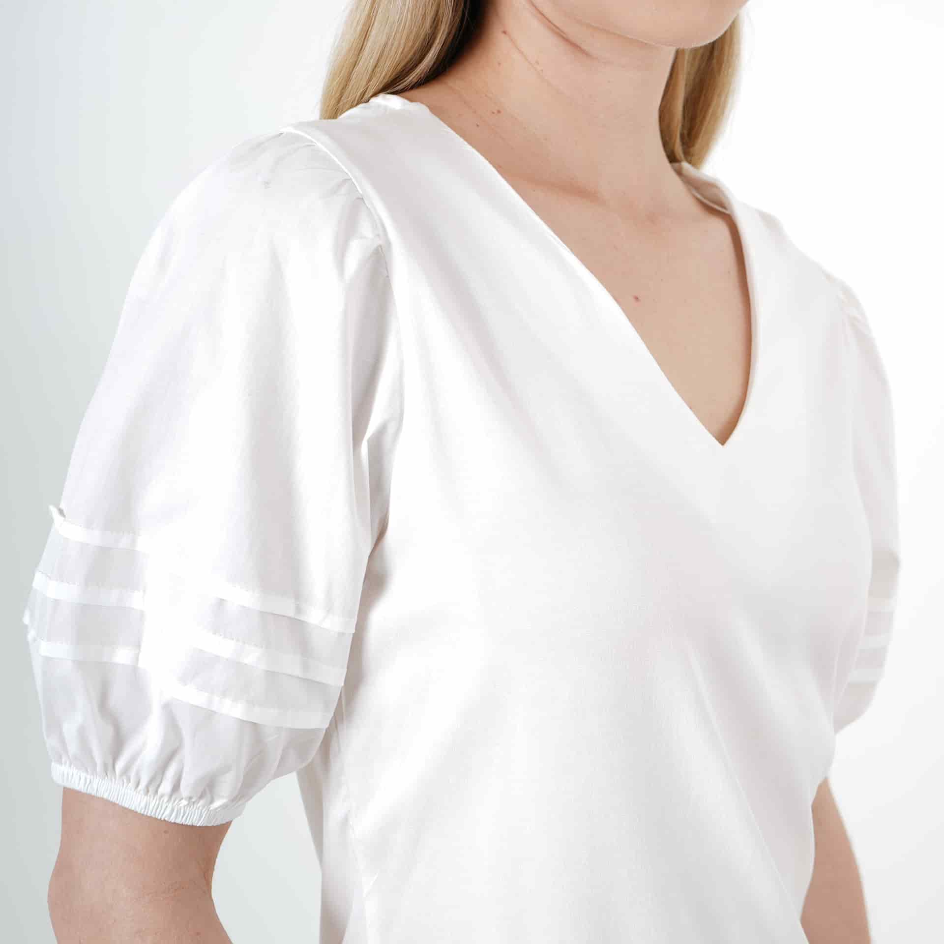 Blusa Cuello V Manga Corta Globo - miniatura 10