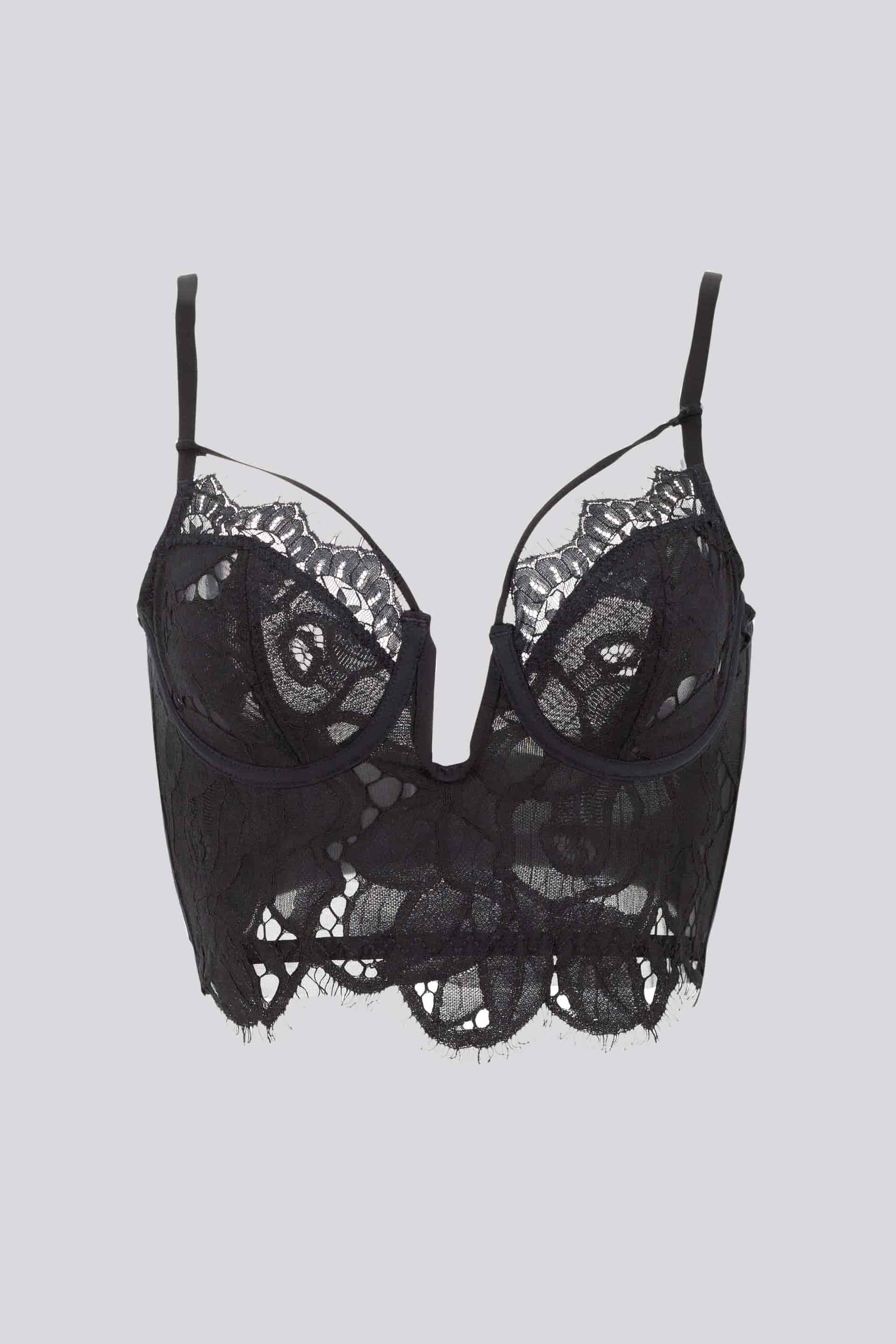 BRASIER CON ARO MEDIA COPA ELLIPSE ENCAJE ALGODÓN NEGRO - miniatura 2