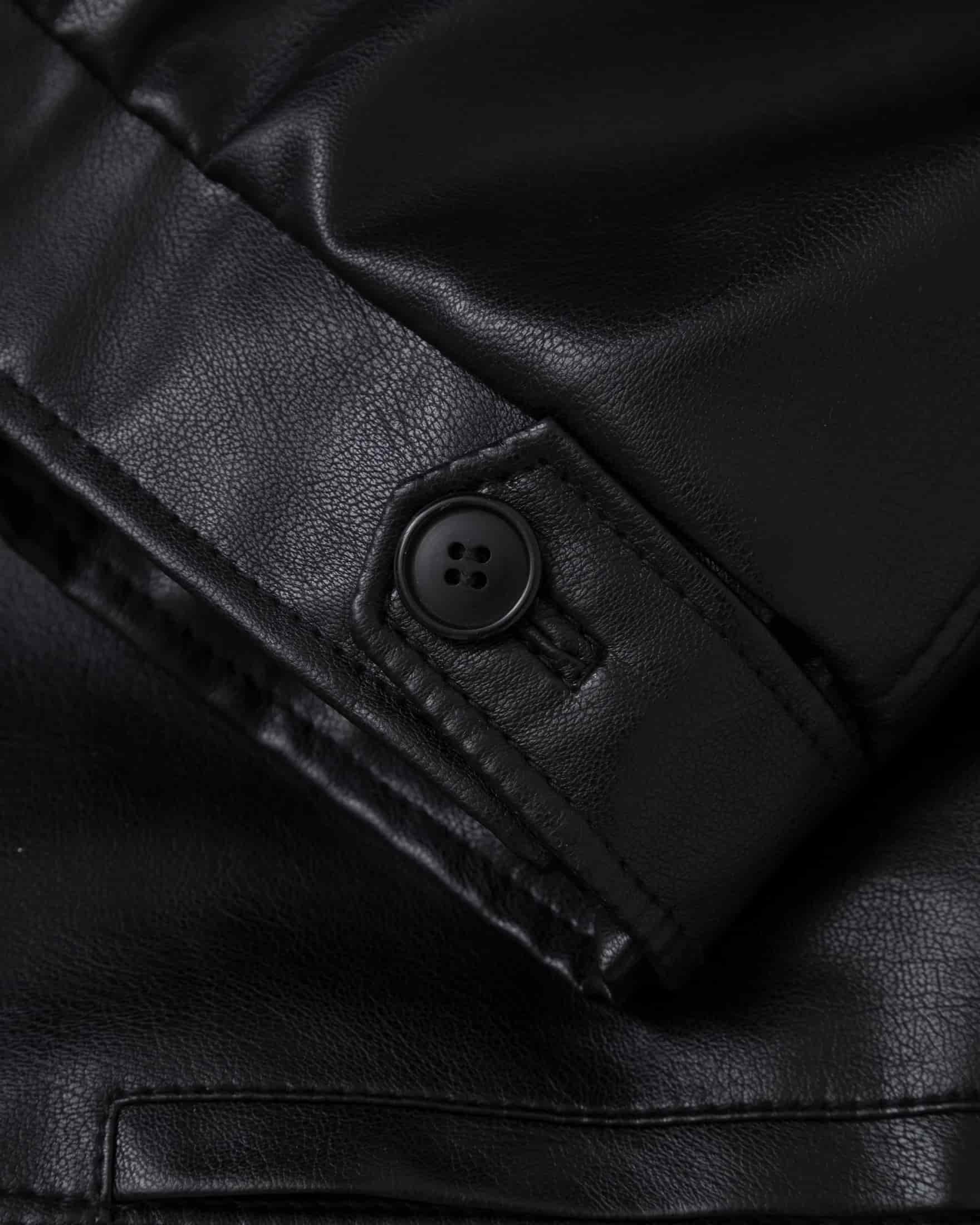 Basics Undergold Studio Leather Boxy Fit Jacket Black - miniatura 5