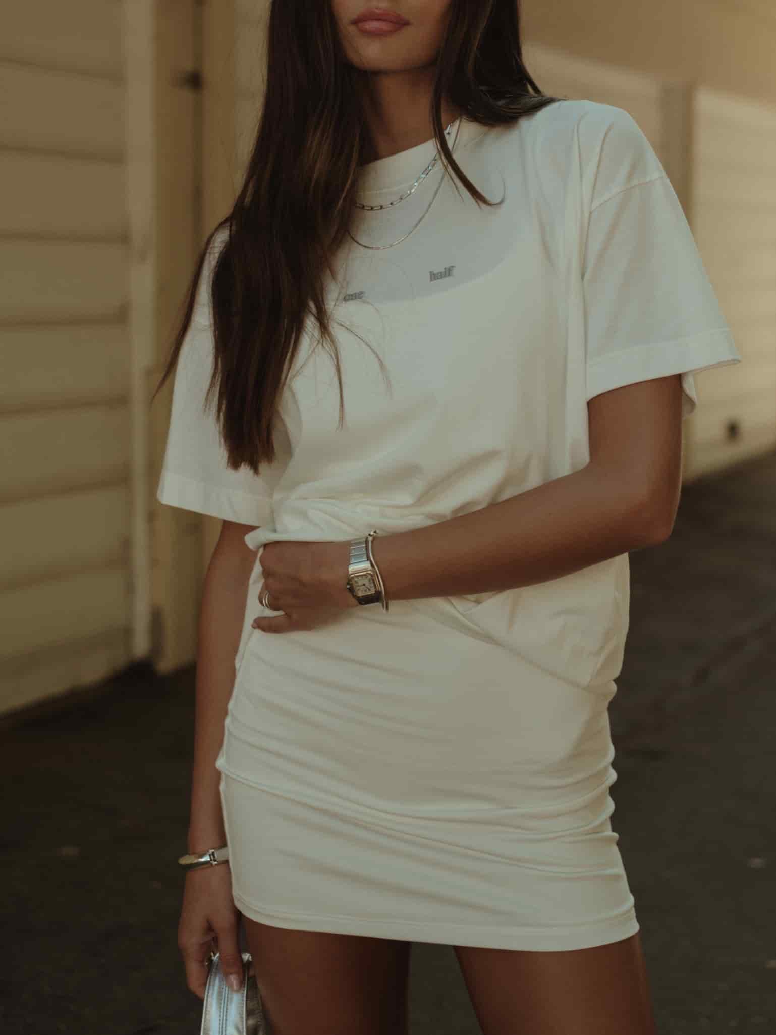 ESSENTIAL MINI DRESS - SOFT WHITE - miniatura 3