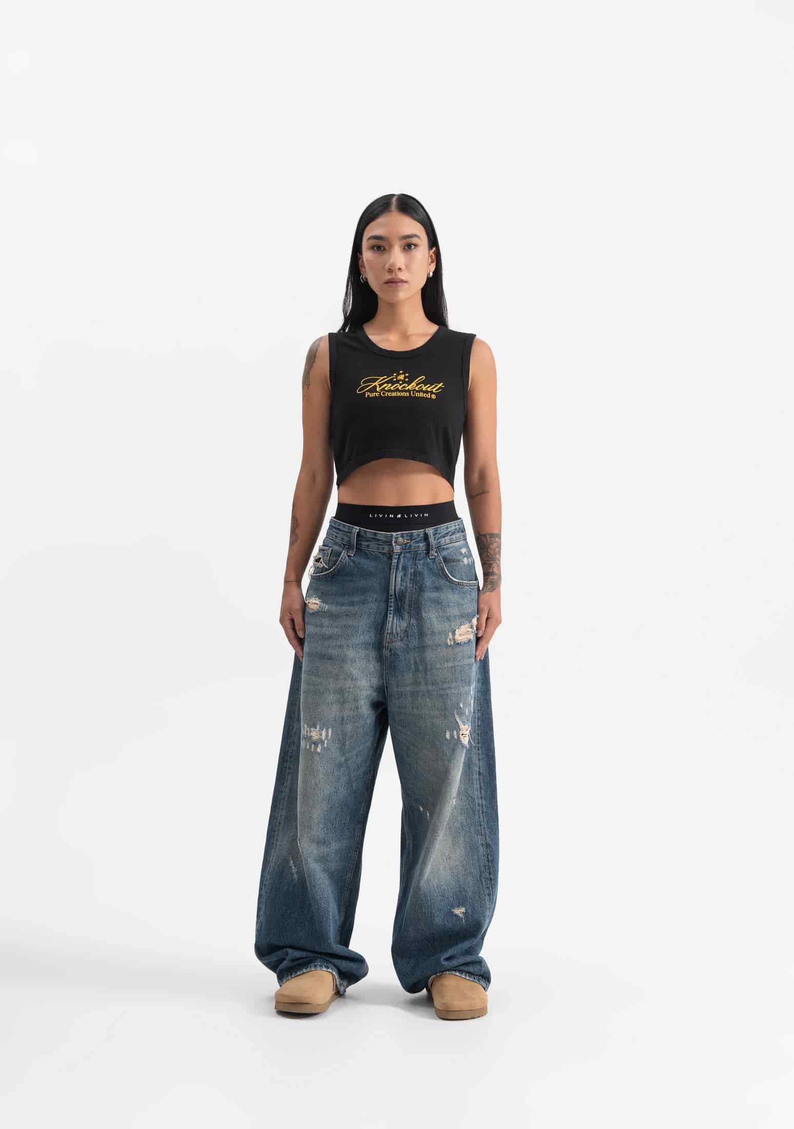 knockout black crop top - miniatura 4