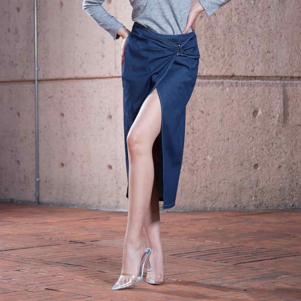 Falda Denim Larga Midi Red - miniatura 4