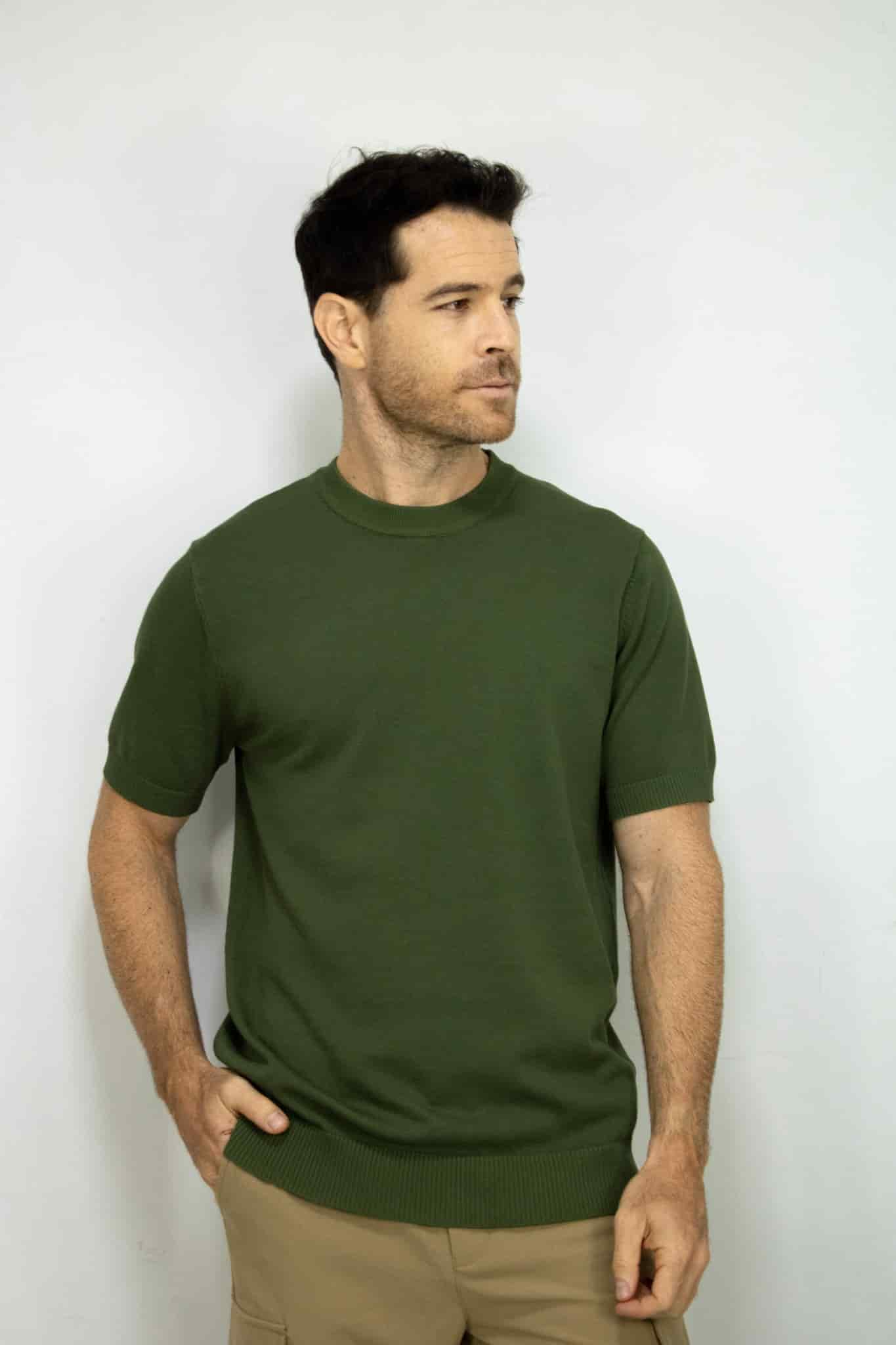 CAMISETA TEJIDA VERDE PARA HOMBRE - miniatura 1