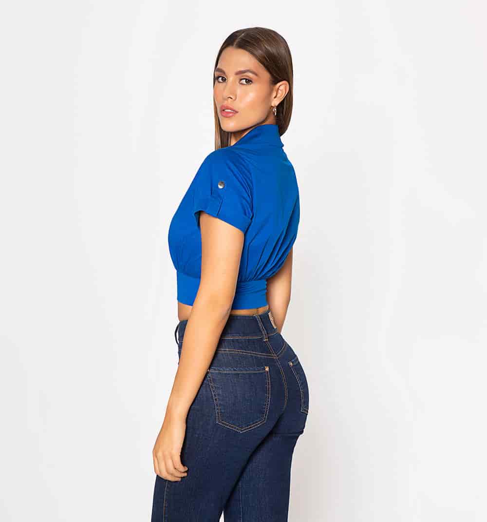 Blusa crop manga corta con guardapolvo y - miniatura 8