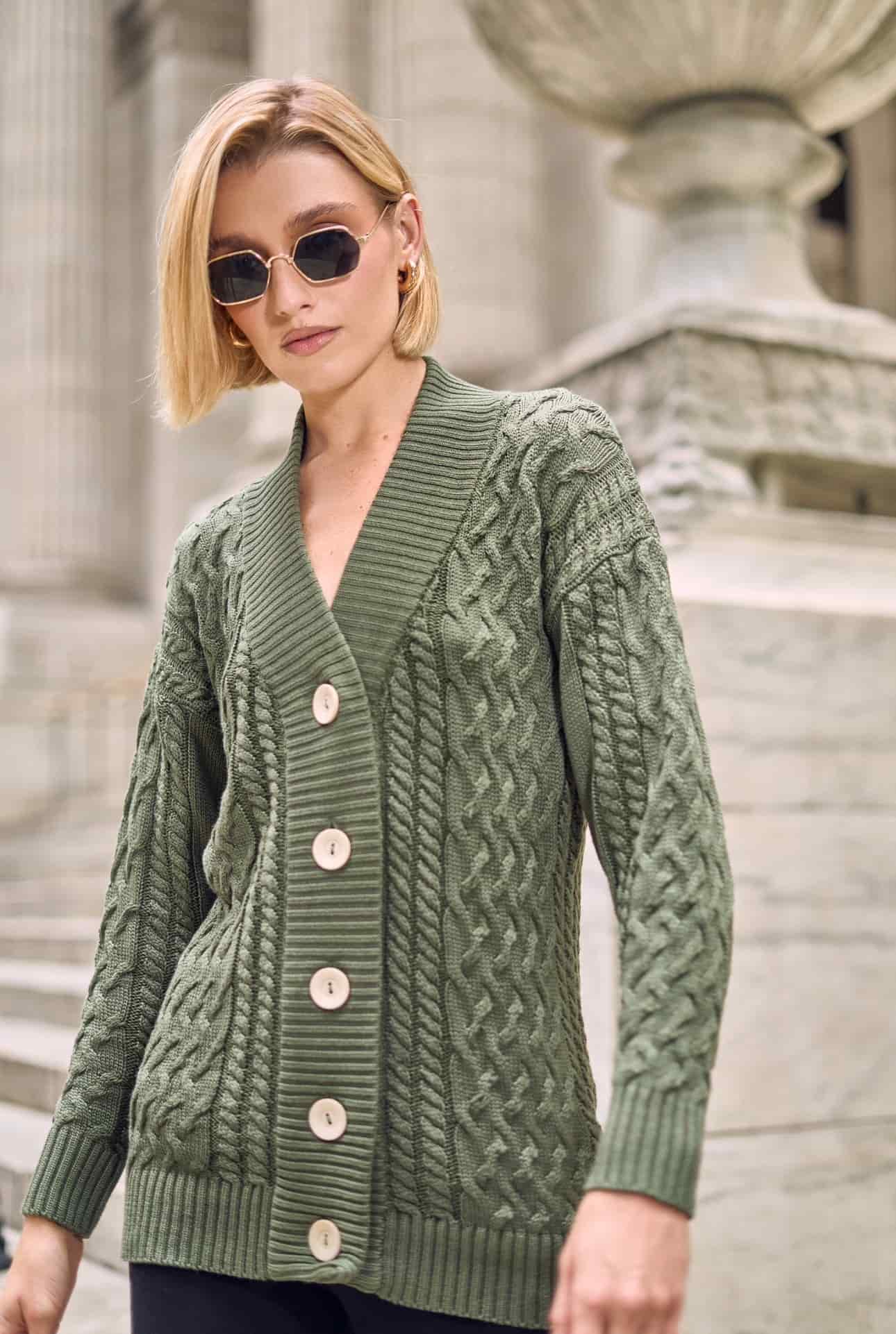 CARDIGAN AVRA VERDE - miniatura 1