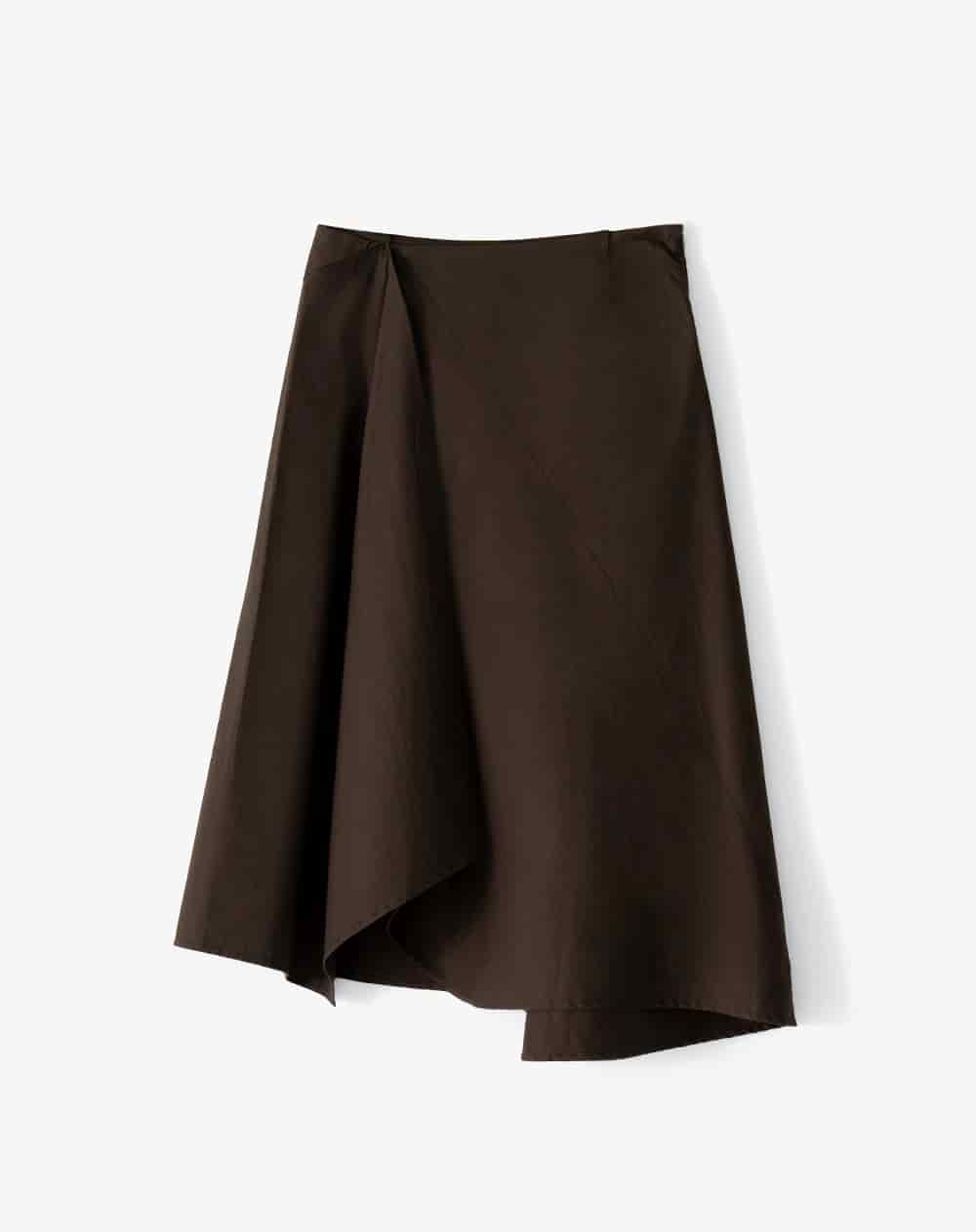 Falda midi tiro medio silueta tipo A café mujer - miniatura 6